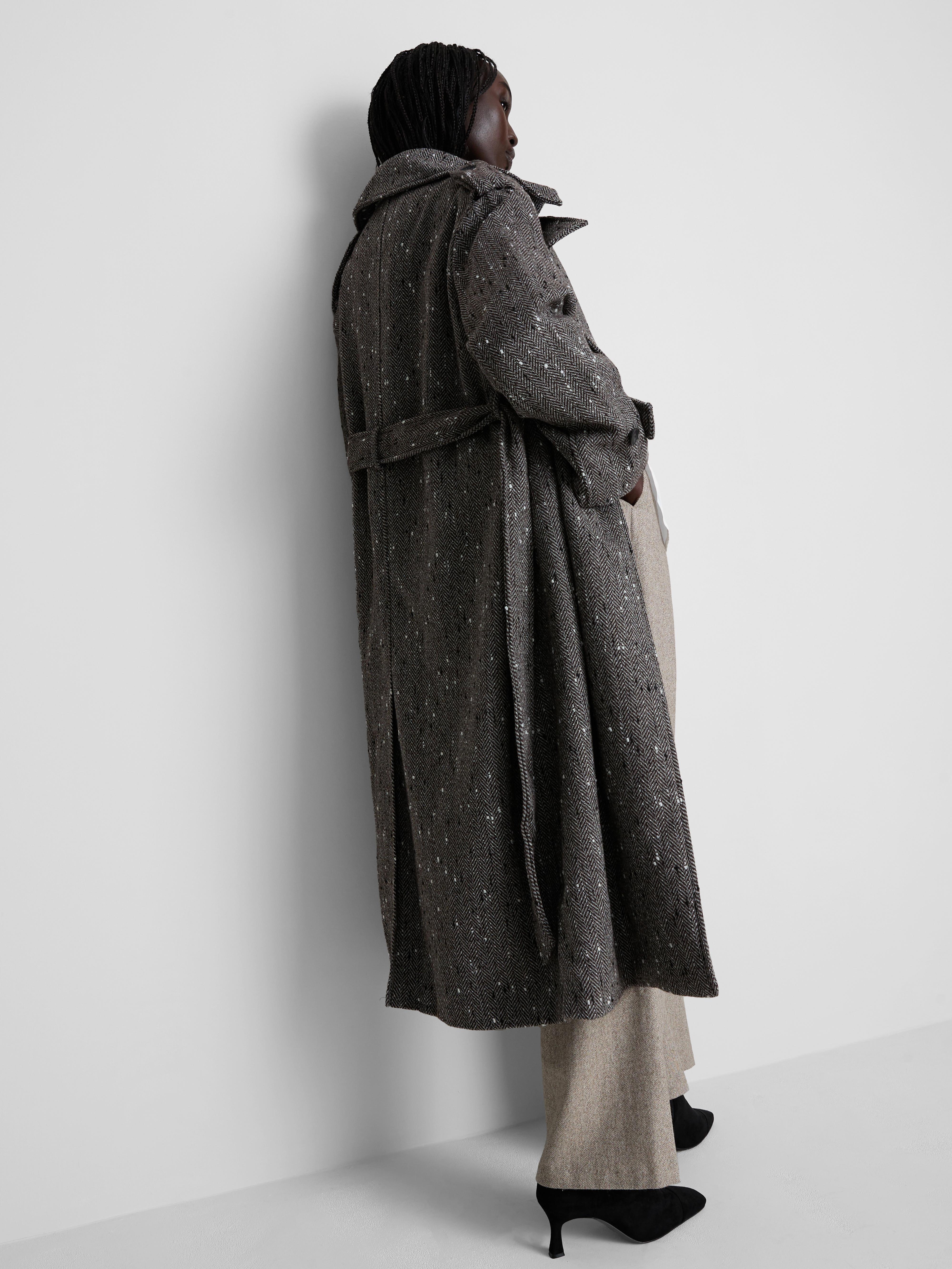 Klassischer Trenchcoat aus Neps-Stoff