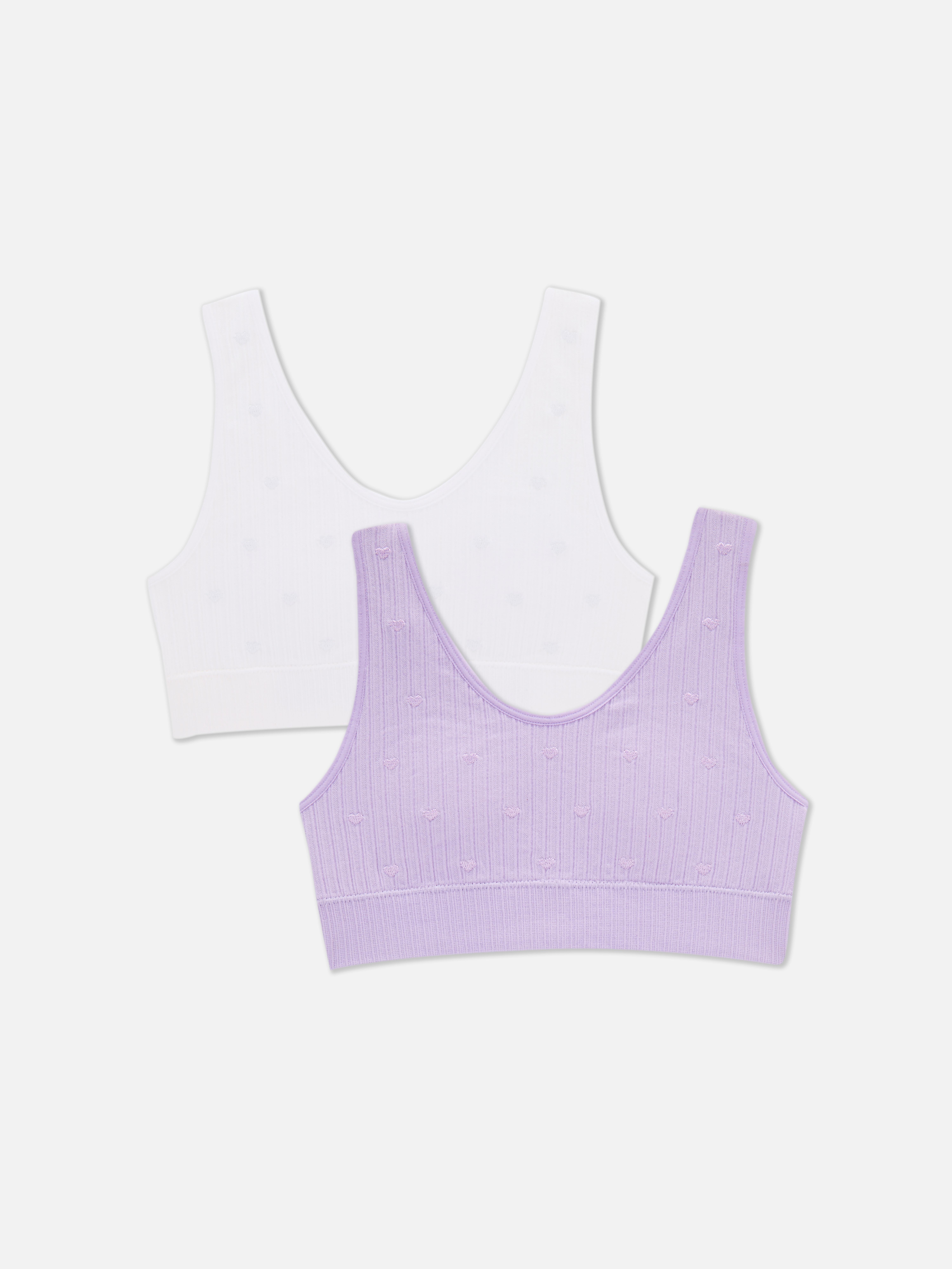 7-15yrs | 2pk Seamless Embroidered Moulded Cropped Tops