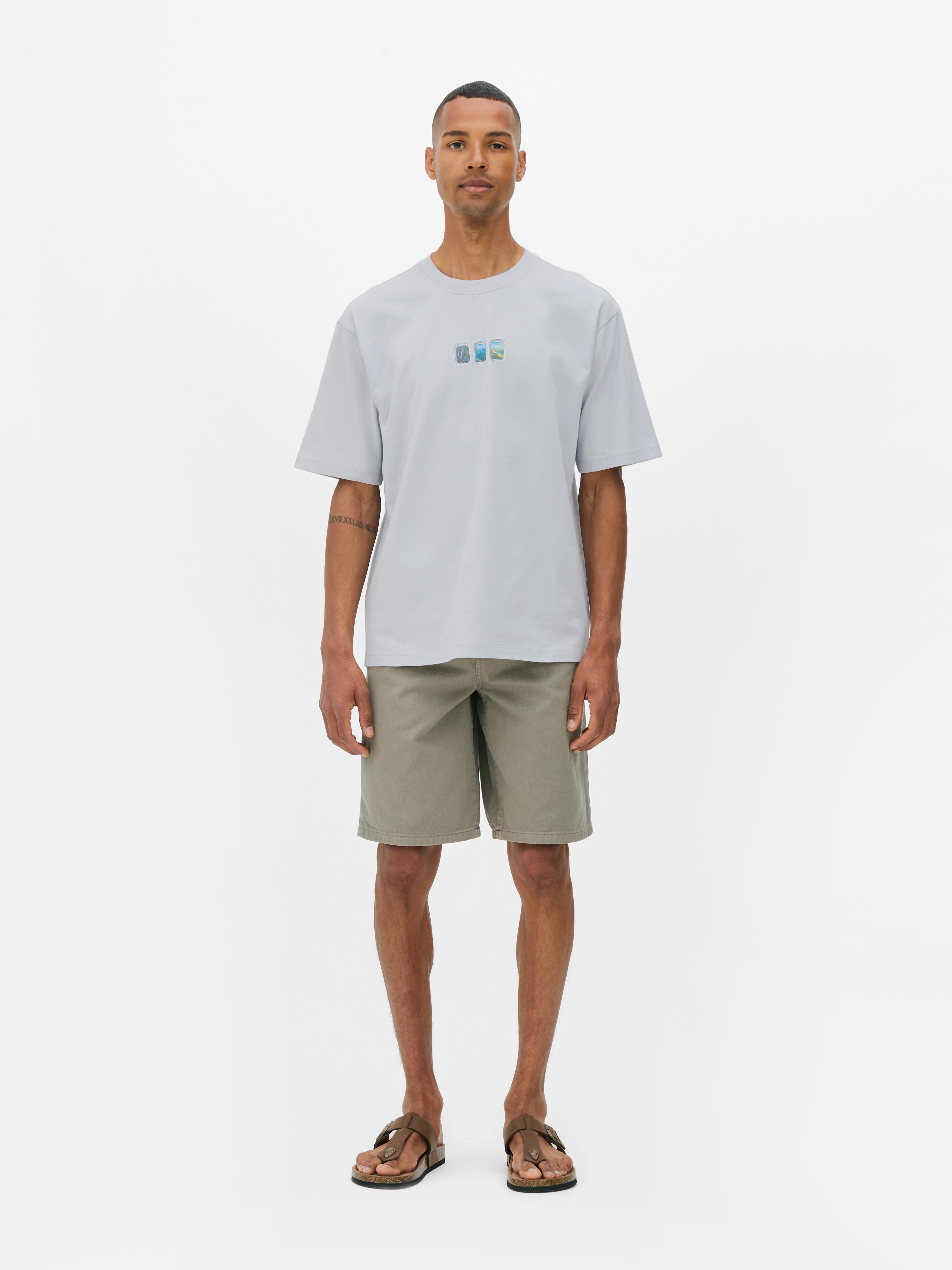 T-shirt met vliegtuigvensterprint