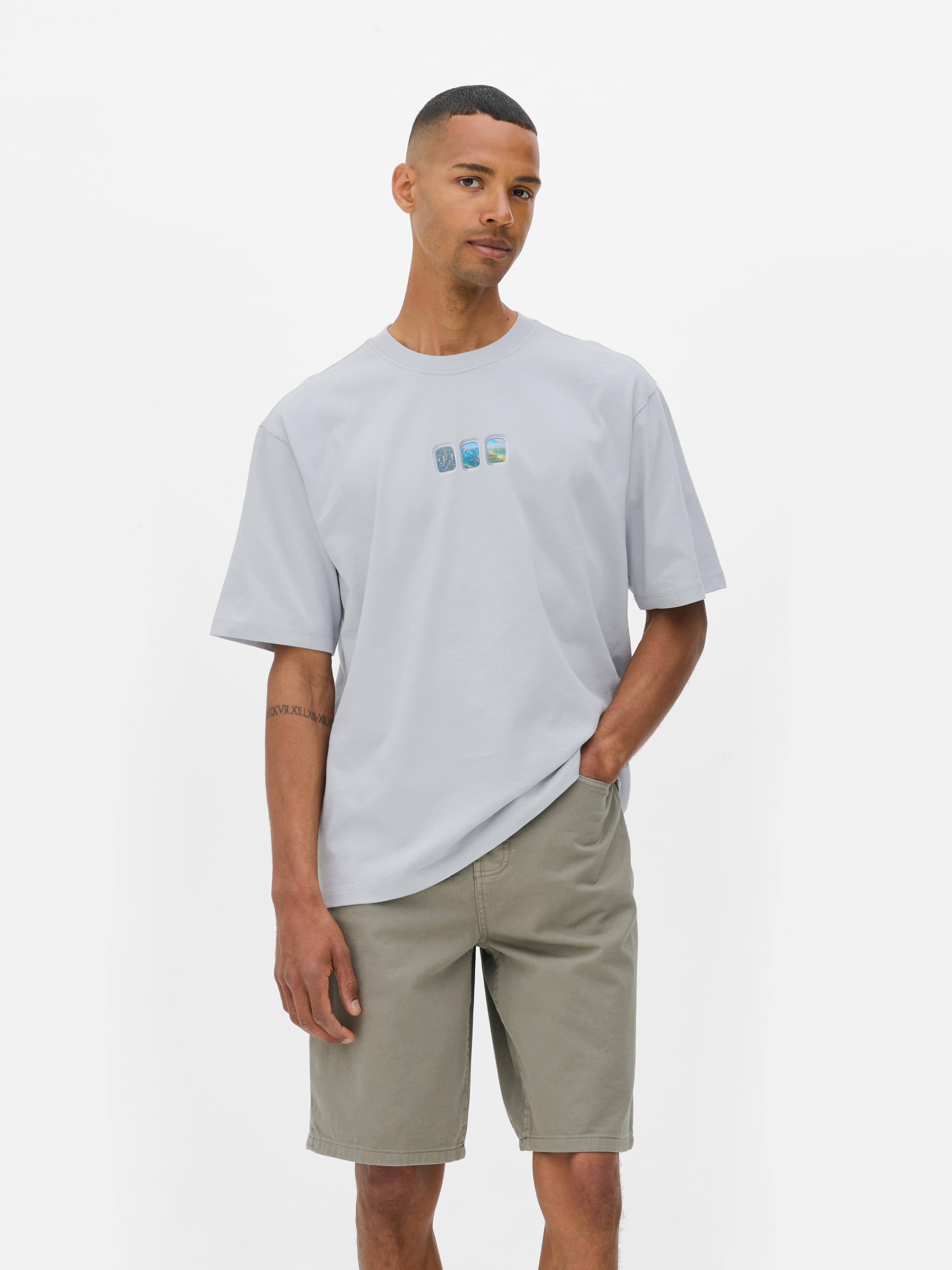 T-shirt met vliegtuigvensterprint