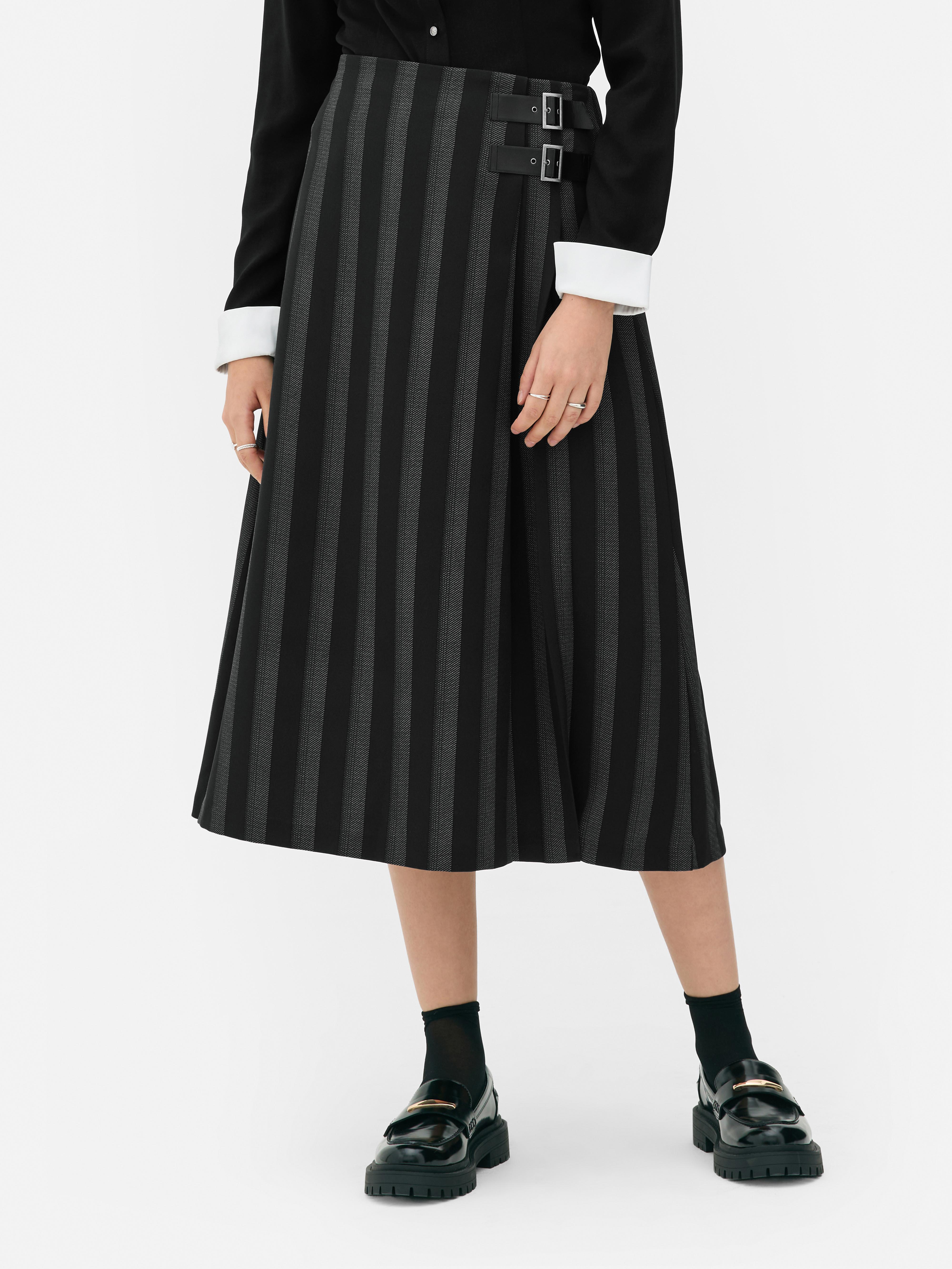 Falda midi a rayas Colleen Atwood X Wednesday