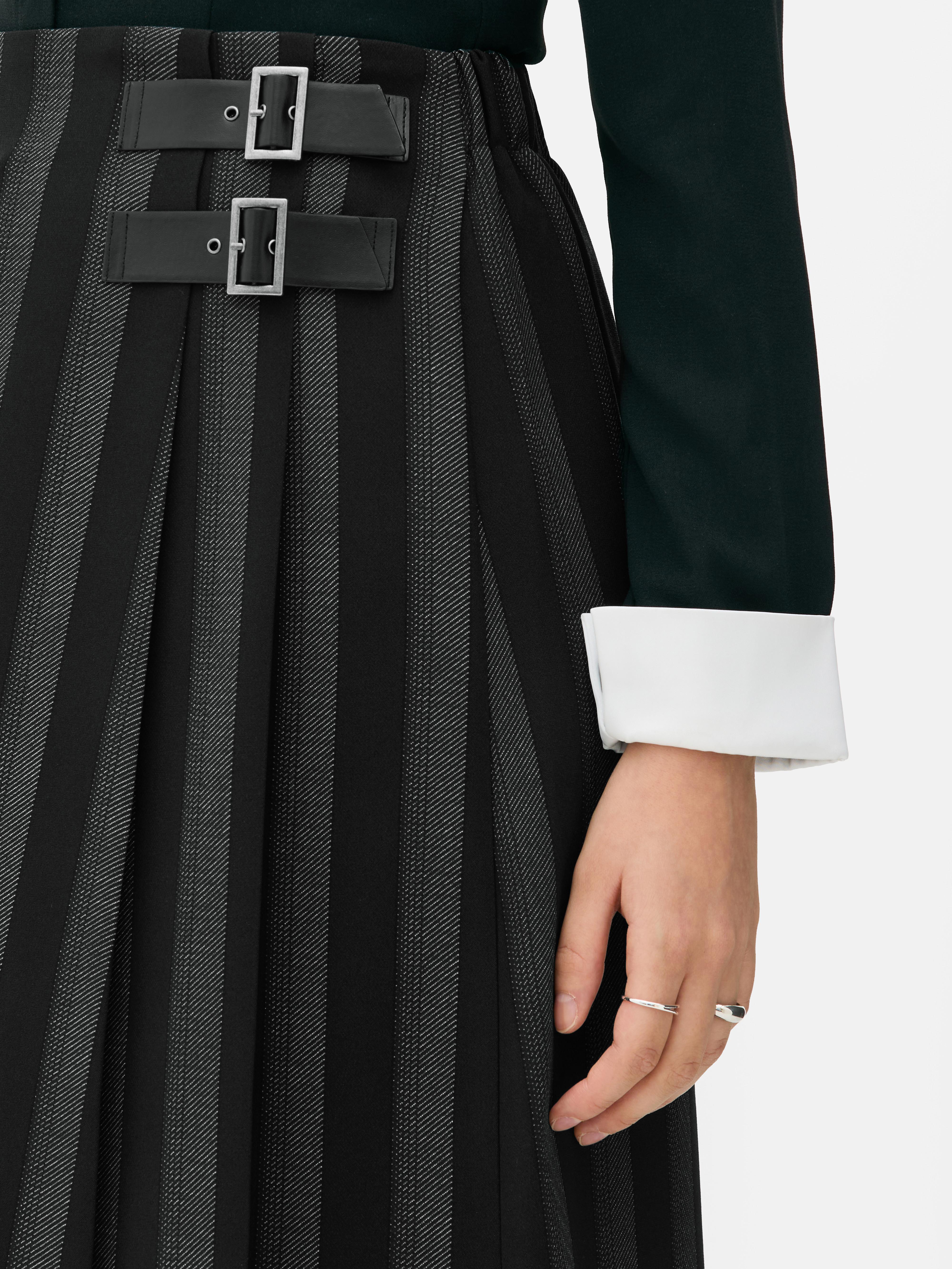 Falda midi a rayas Colleen Atwood X Wednesday