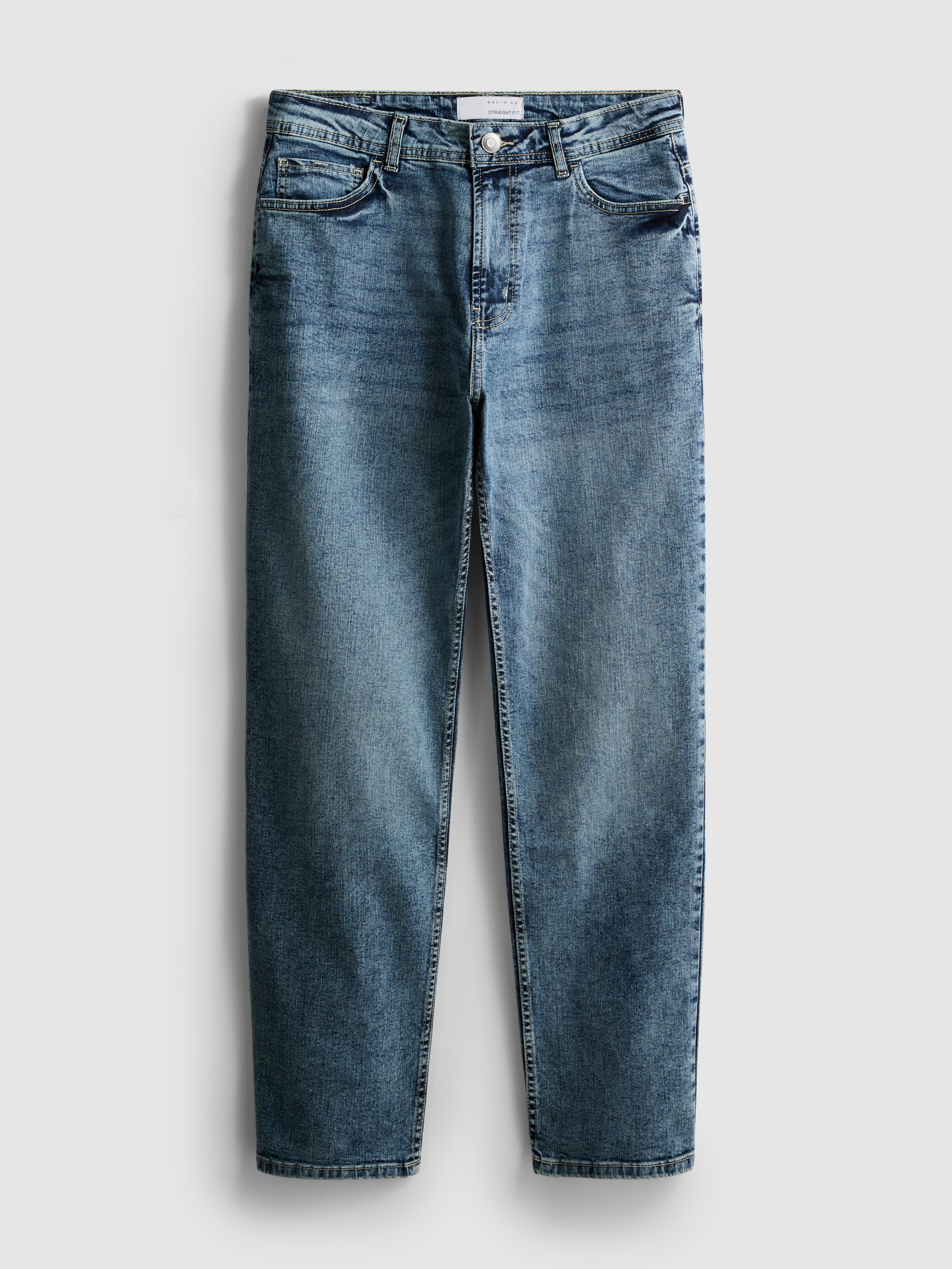 Men's Mid Blue Stretch Straight Leg Jeans
