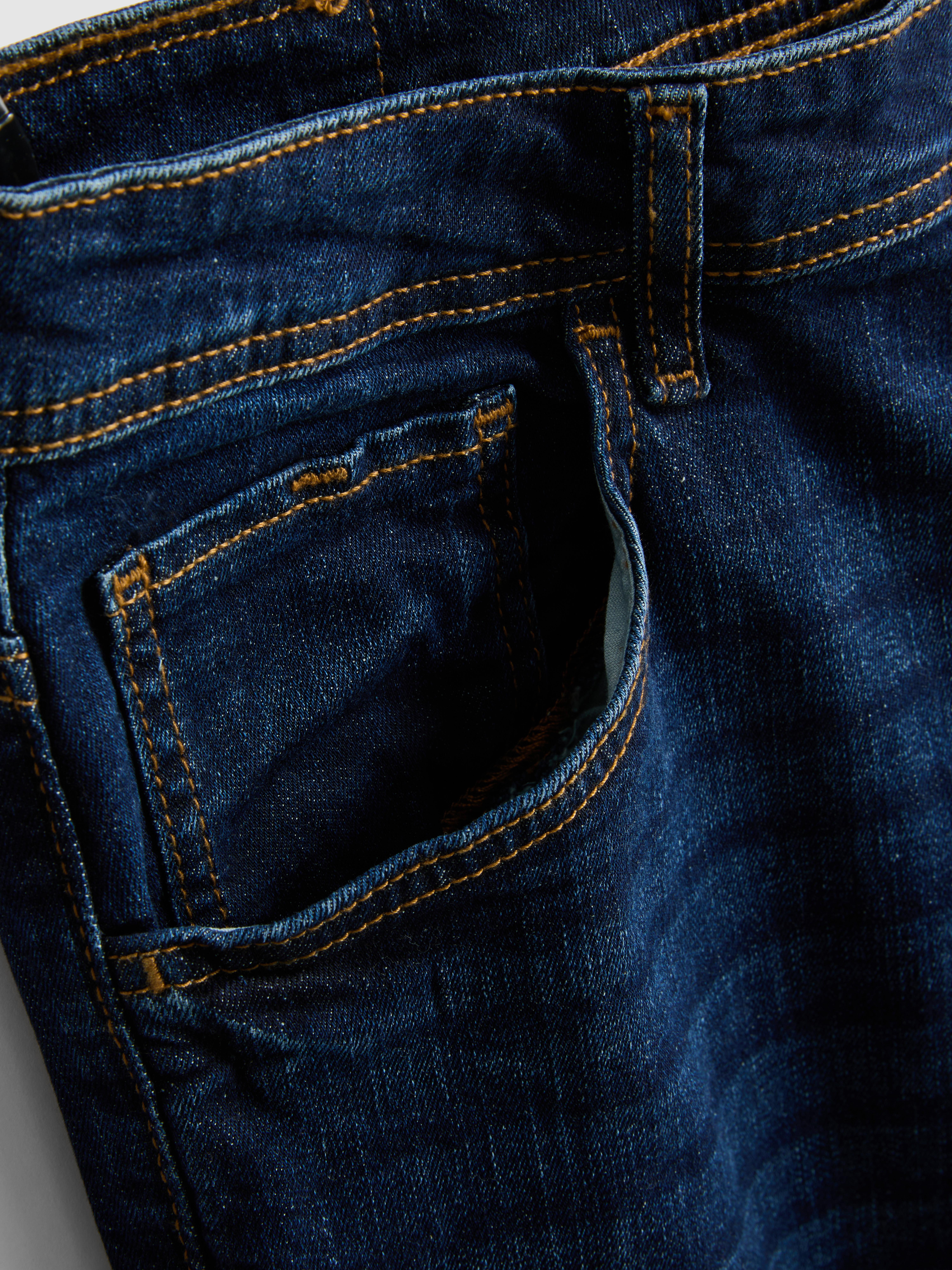 Men's Dark Blue Stretch Straight Leg Jeans