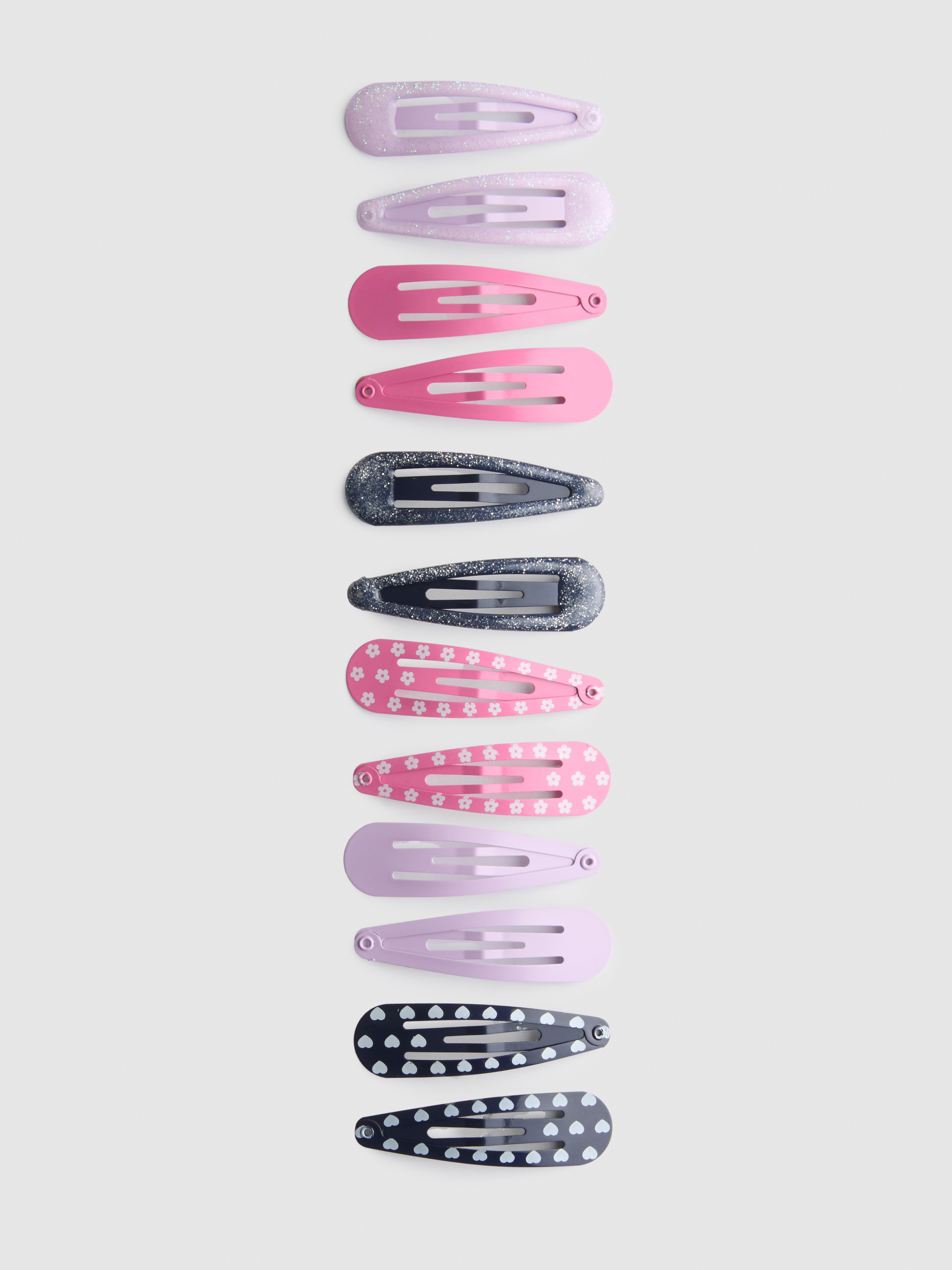 12pk Mixed Snap Hair Clips Black