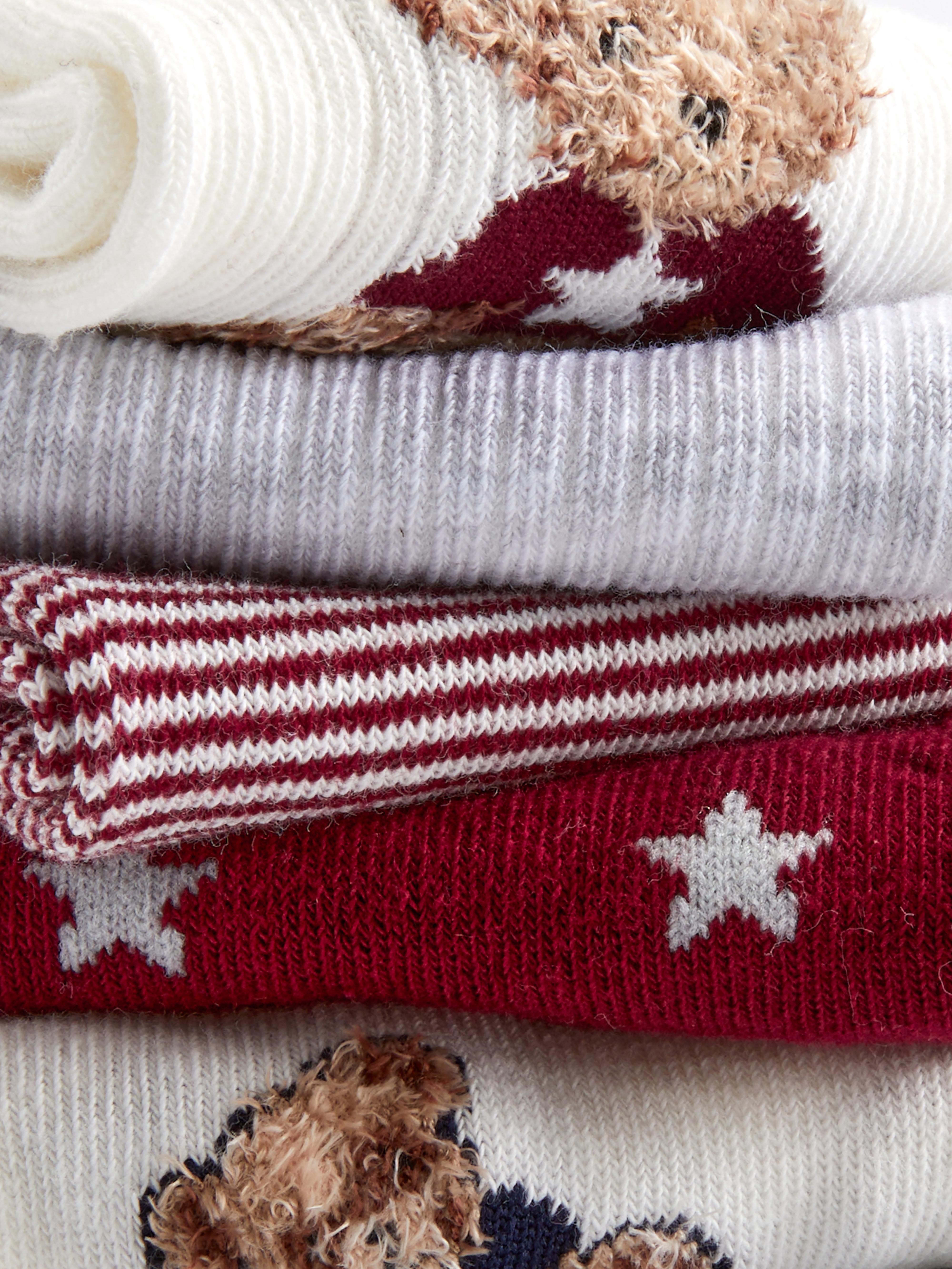 5pk Bear Pattern Crew Socks