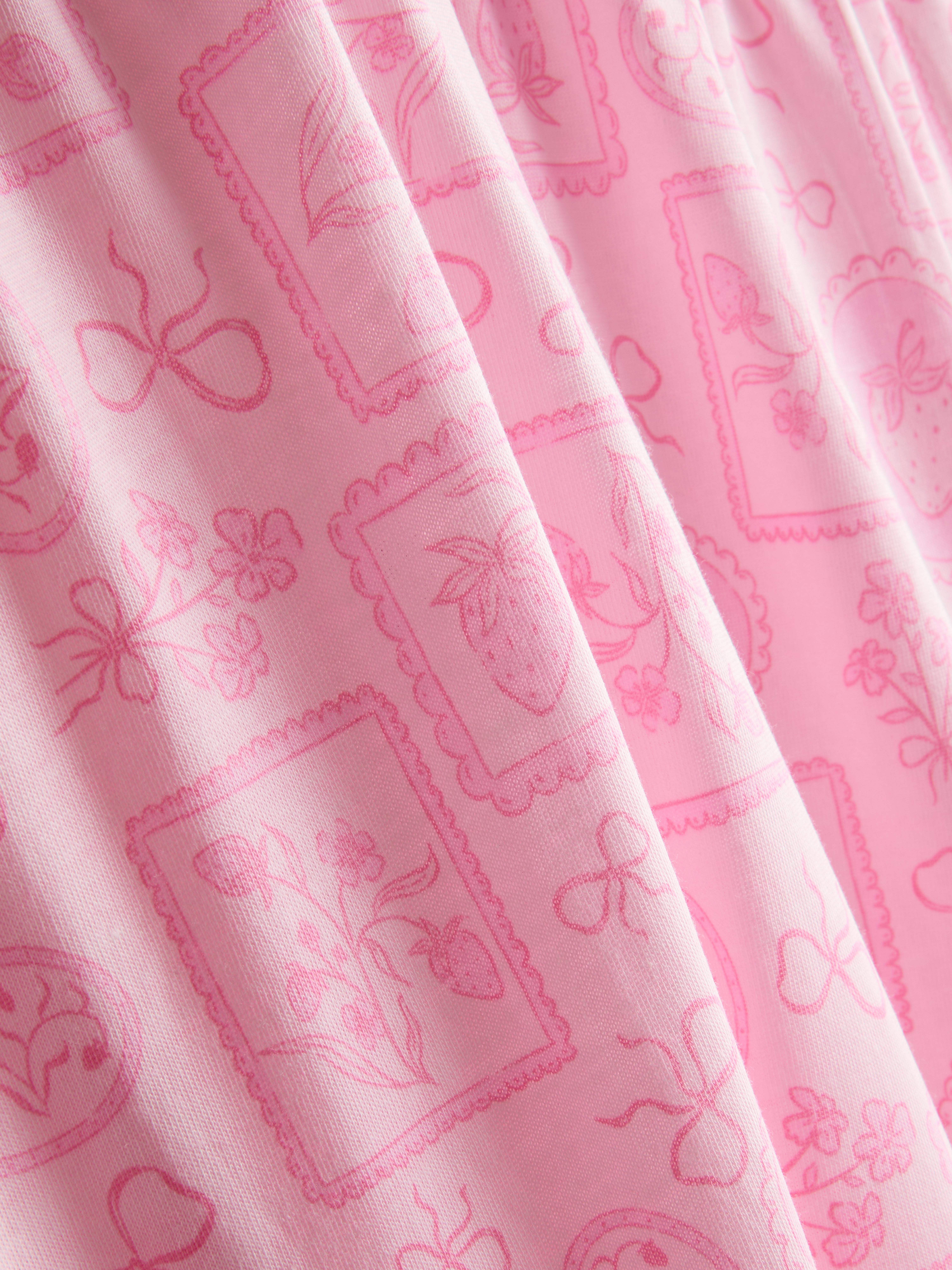 Women's Pink Printed Long Sleeve Pajama Set