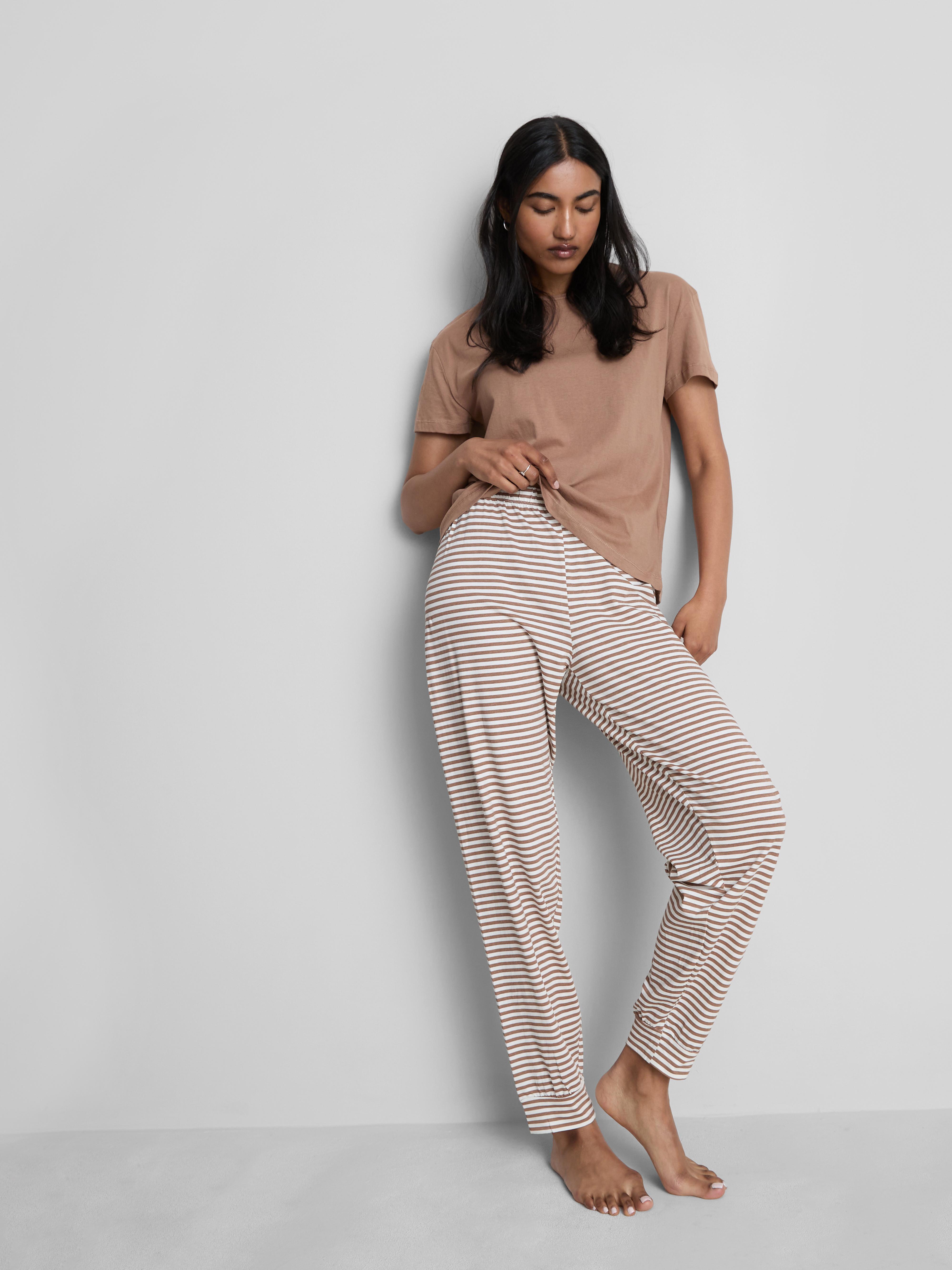 Printed Short Sleeve Pyjama Set Chocolate