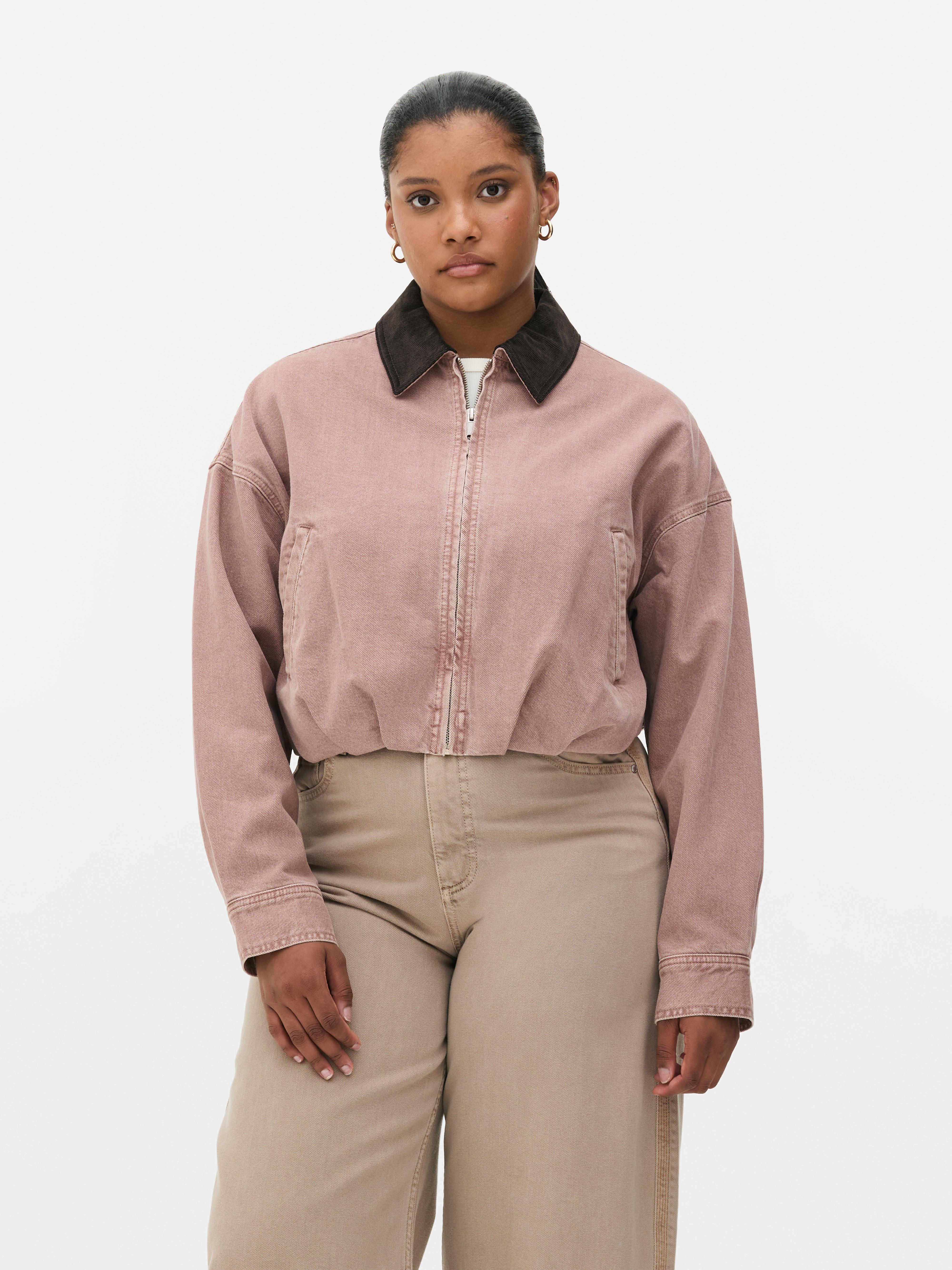 Cropped Cord Bomber Jacket