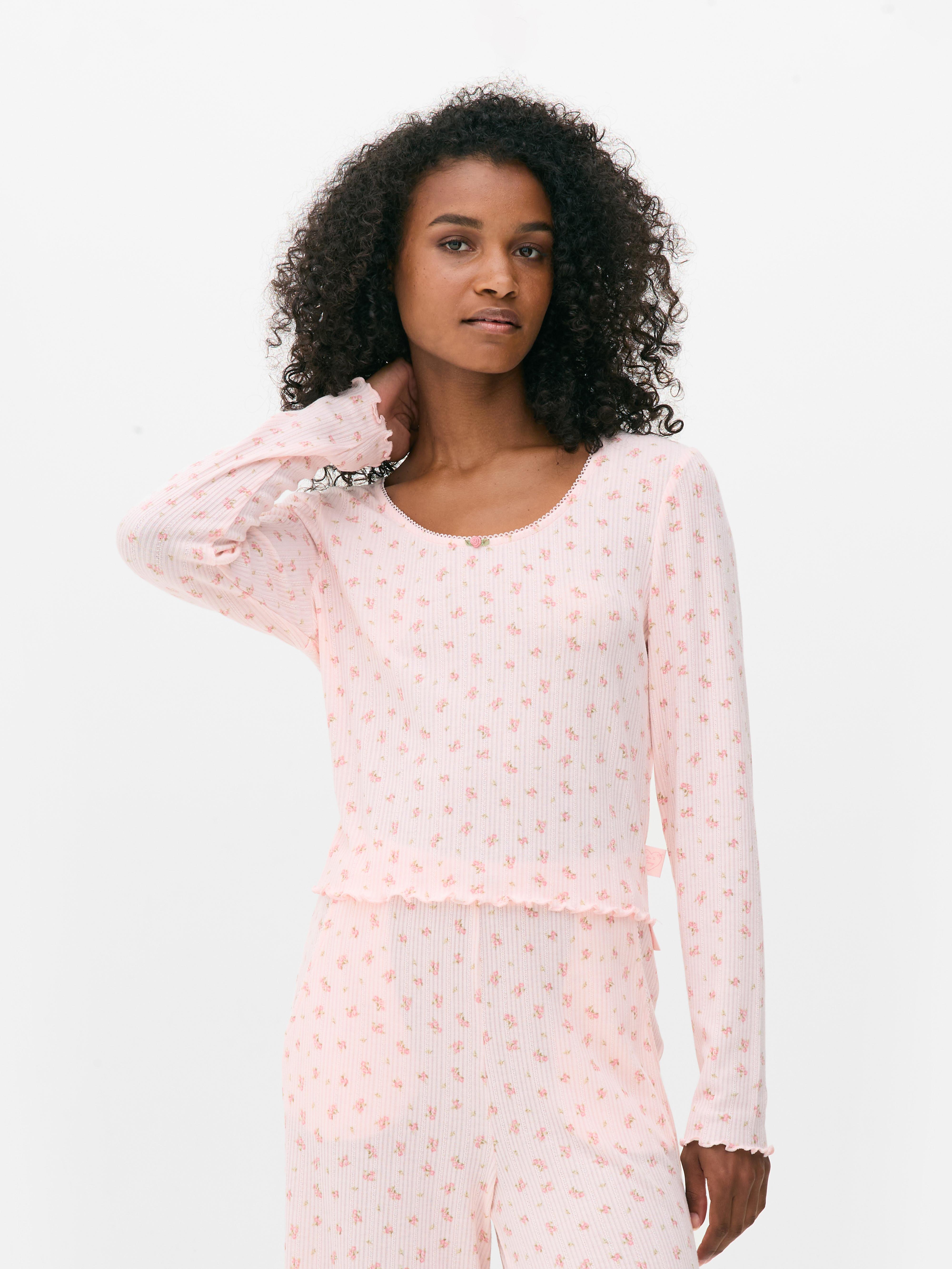 Pyjamatop met ajour en print
