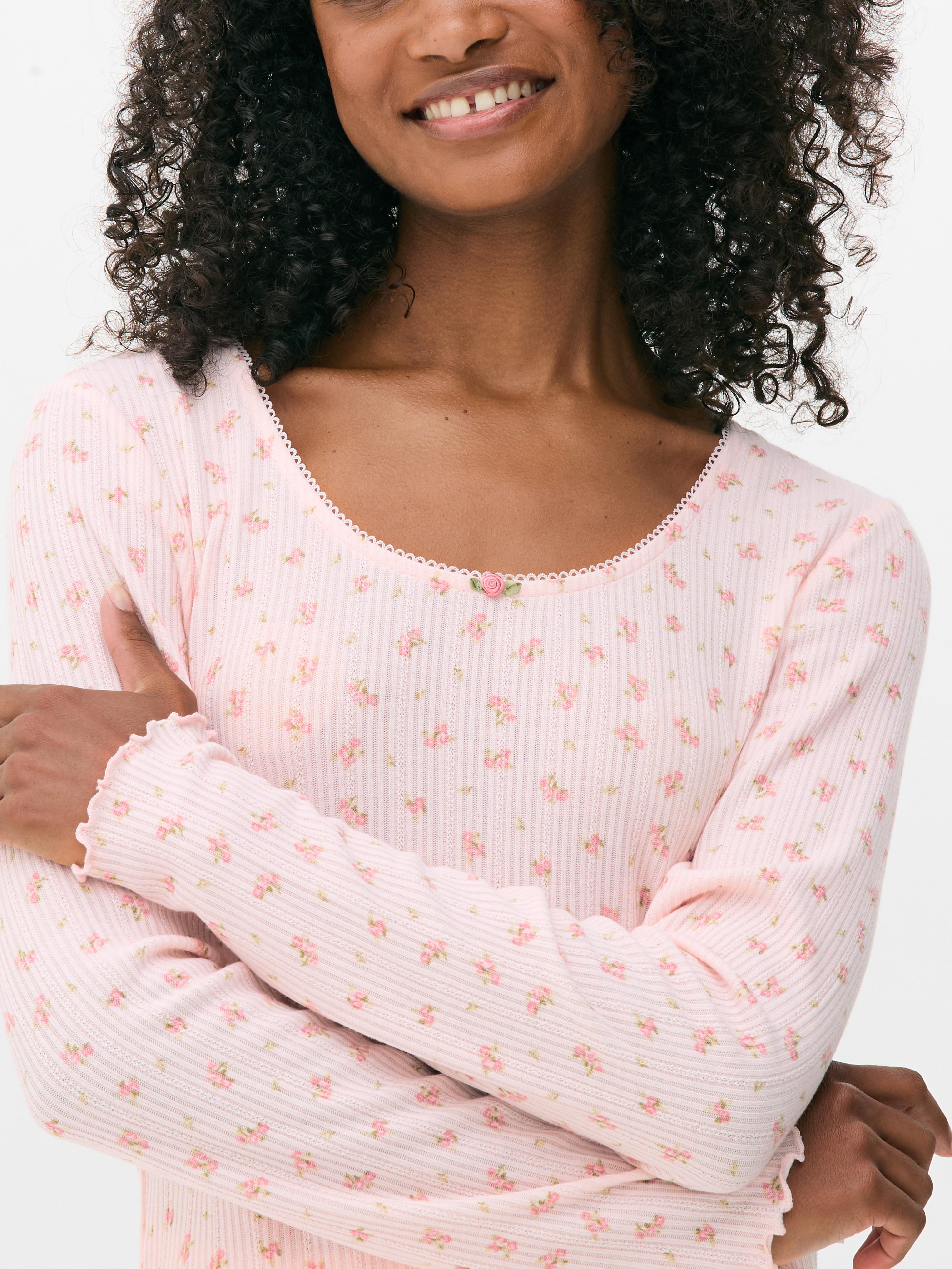 Pyjamatop met ajour en print