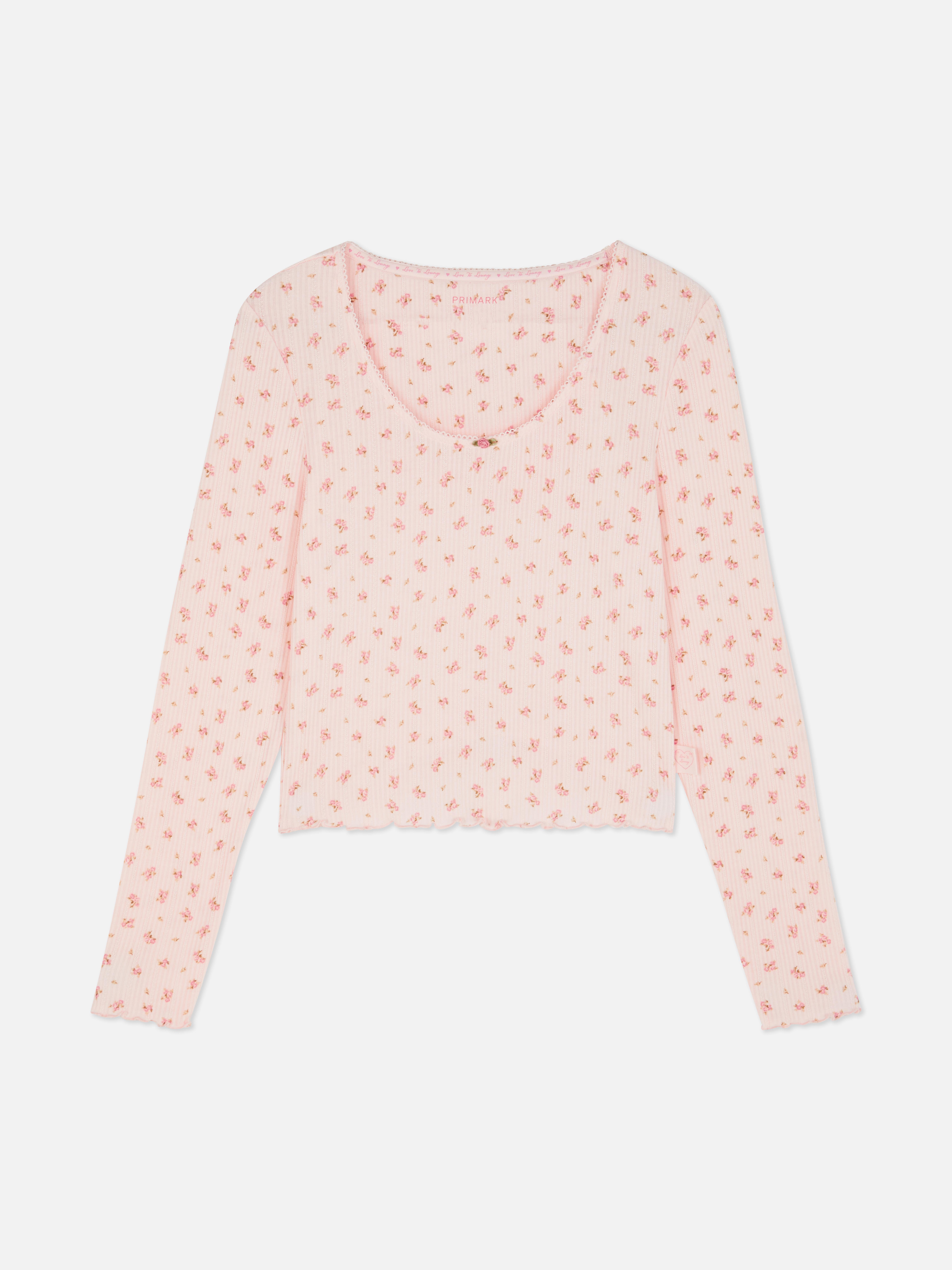 Pyjamatop met ajour en print