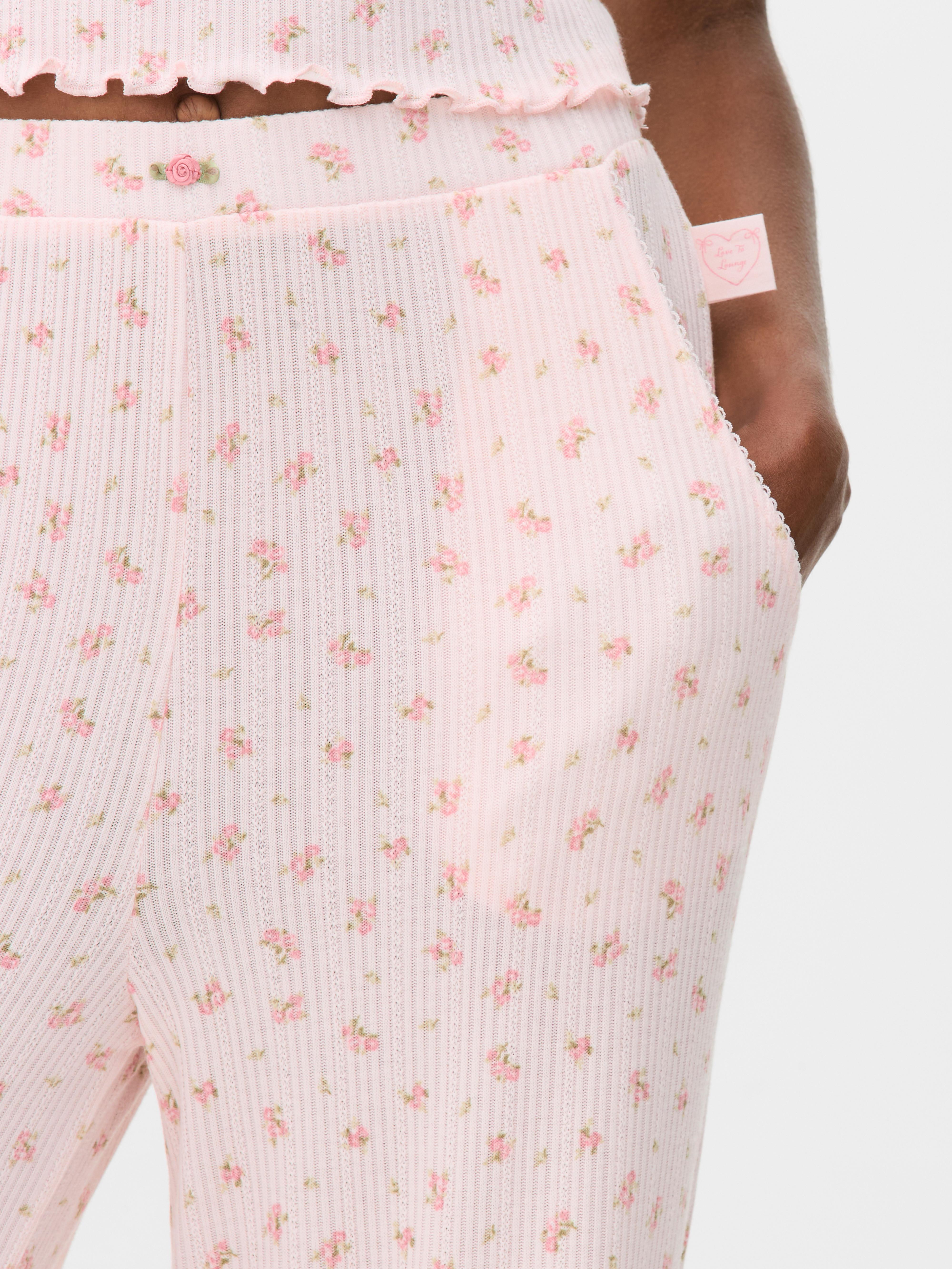 Pantaloni del pigiama larghi traforati con stampa
