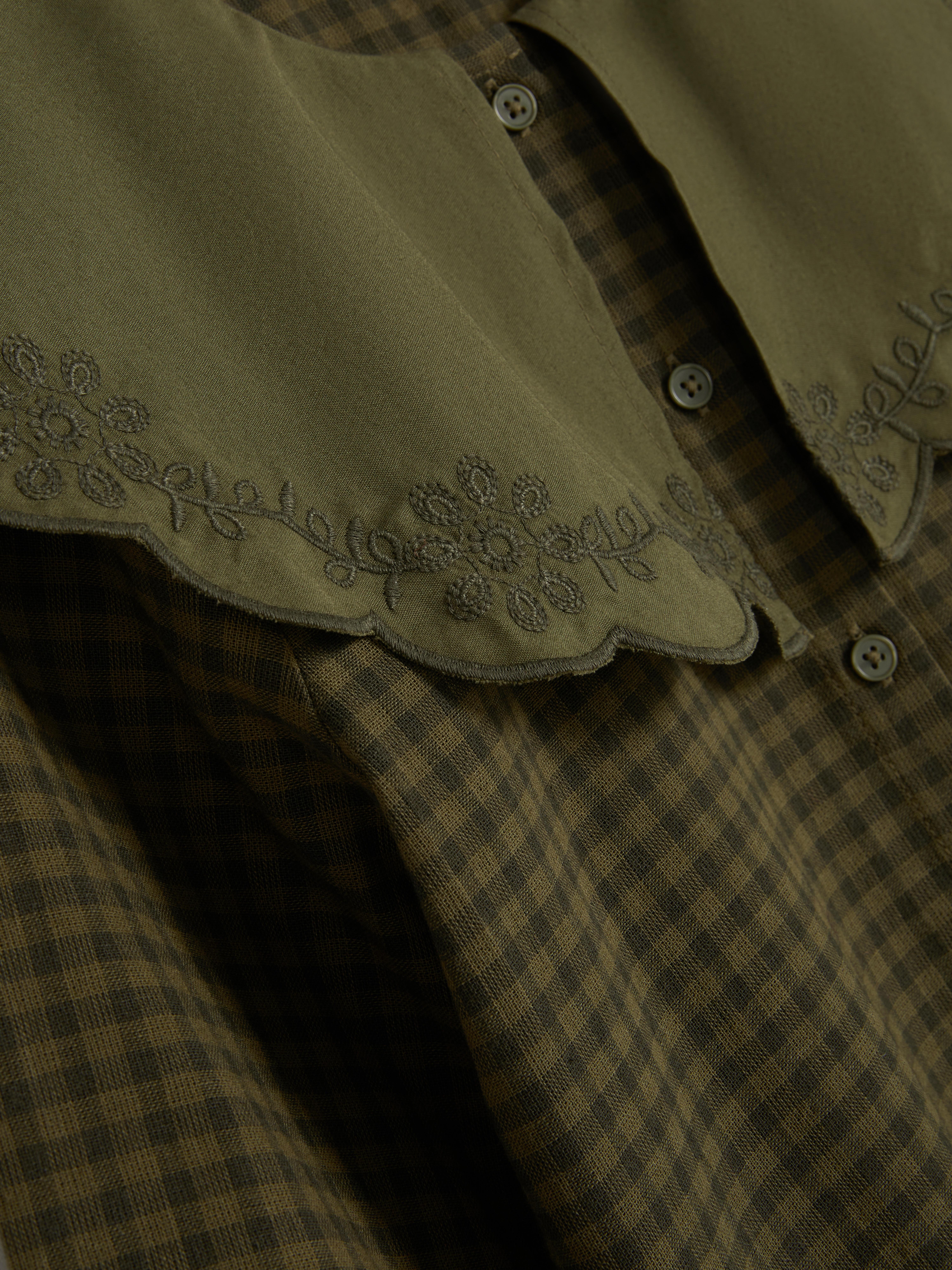 7-15yrs | Scalloped-Collar Gingham Blouse