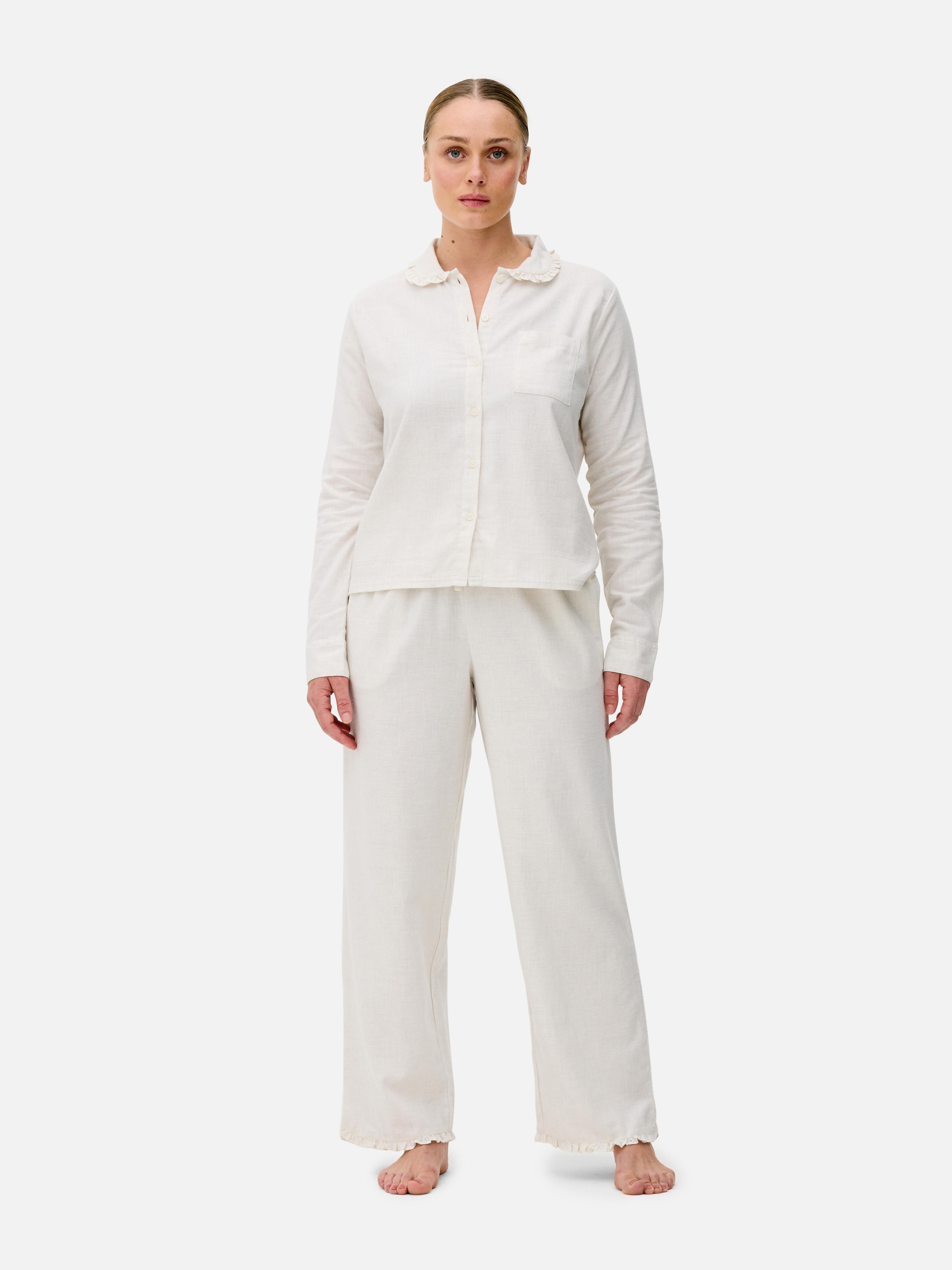 Cotton Ruffle Pyjama Shirt