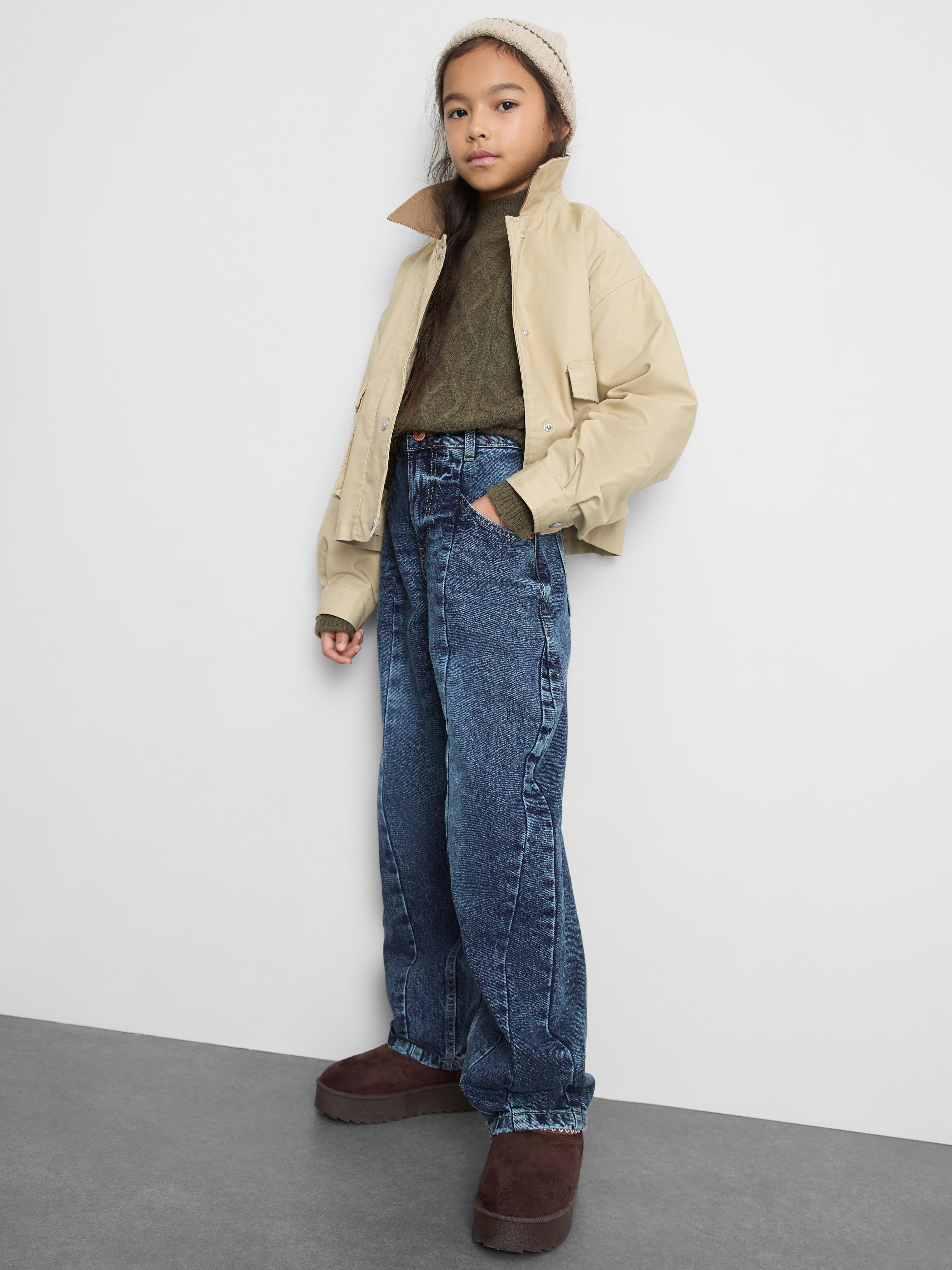 7–15 lat | Jeansy typu barrel z ozdobnymi szwami