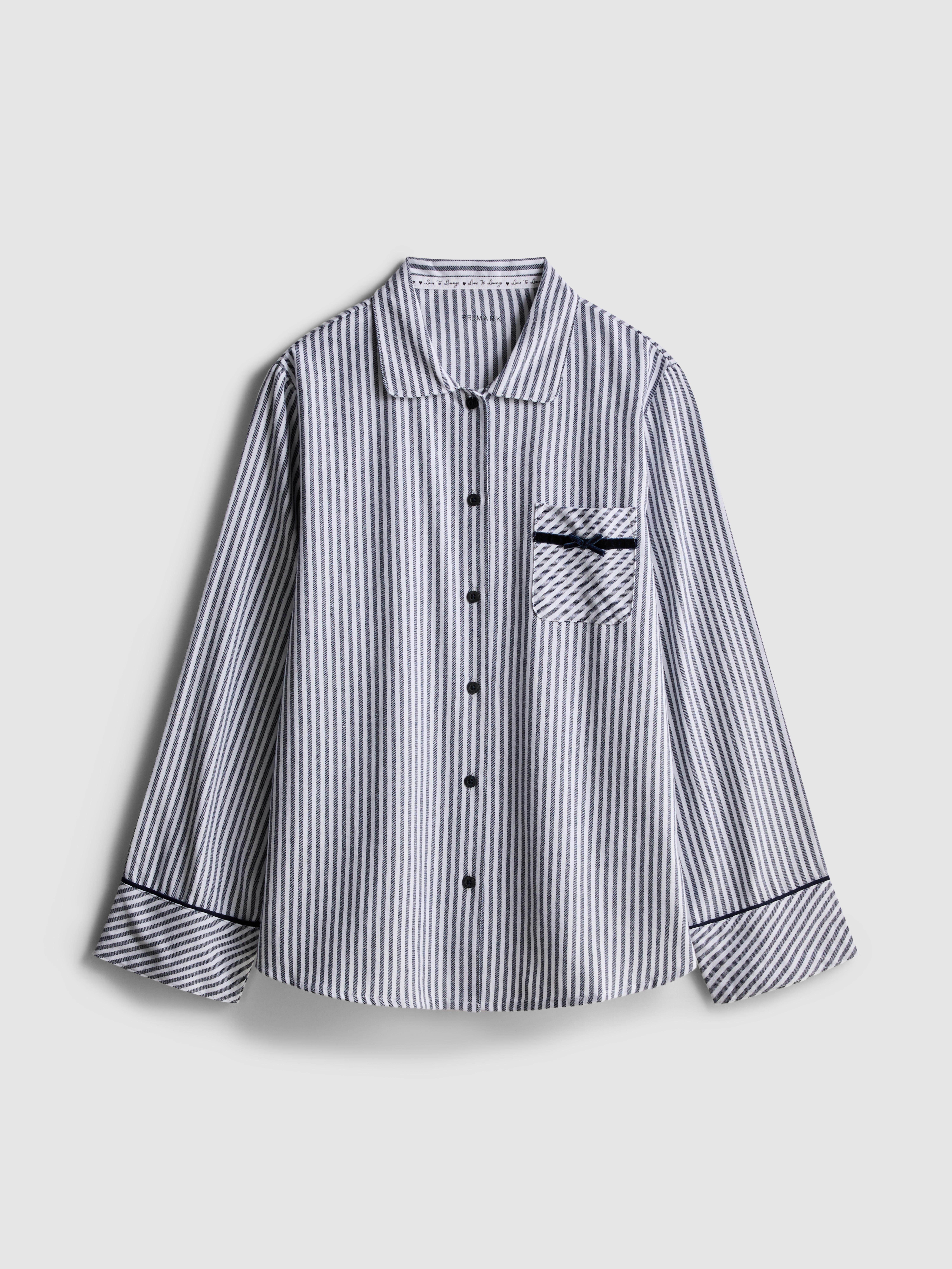 Striped Bow Detail Pyjama Shirt