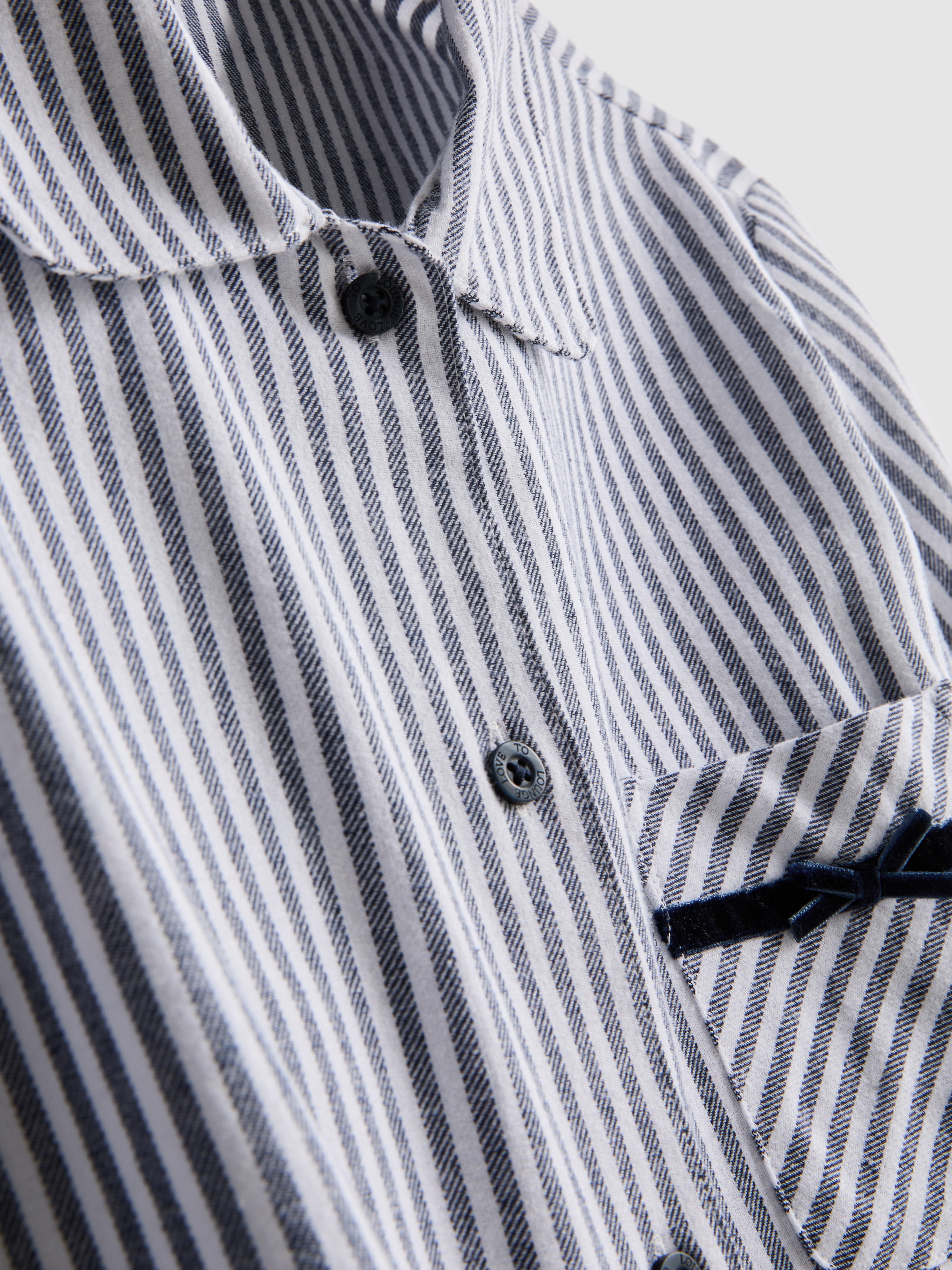 Striped Bow Detail Pyjama Shirt
