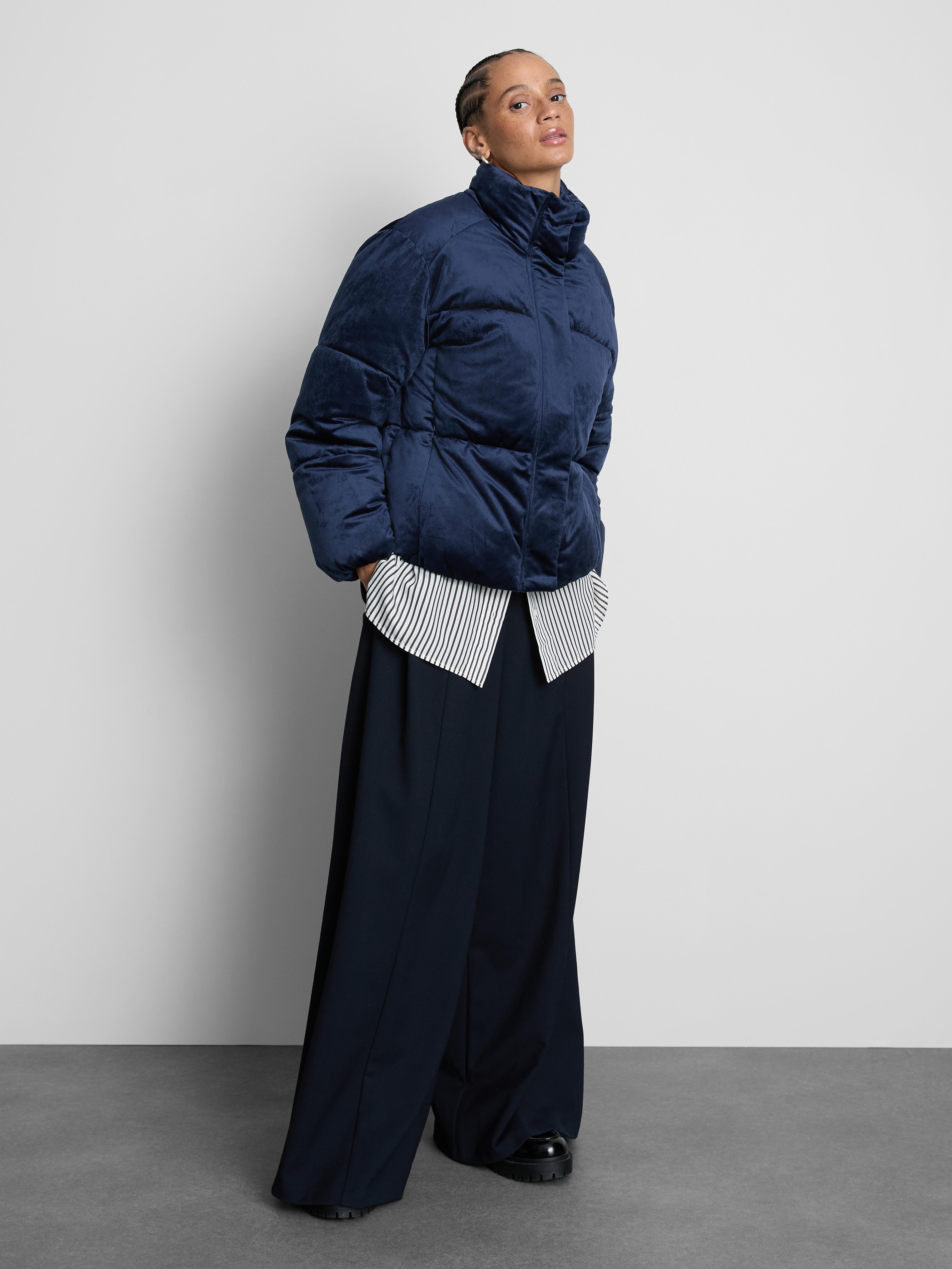 Velvet Funnel Quilted Jacket