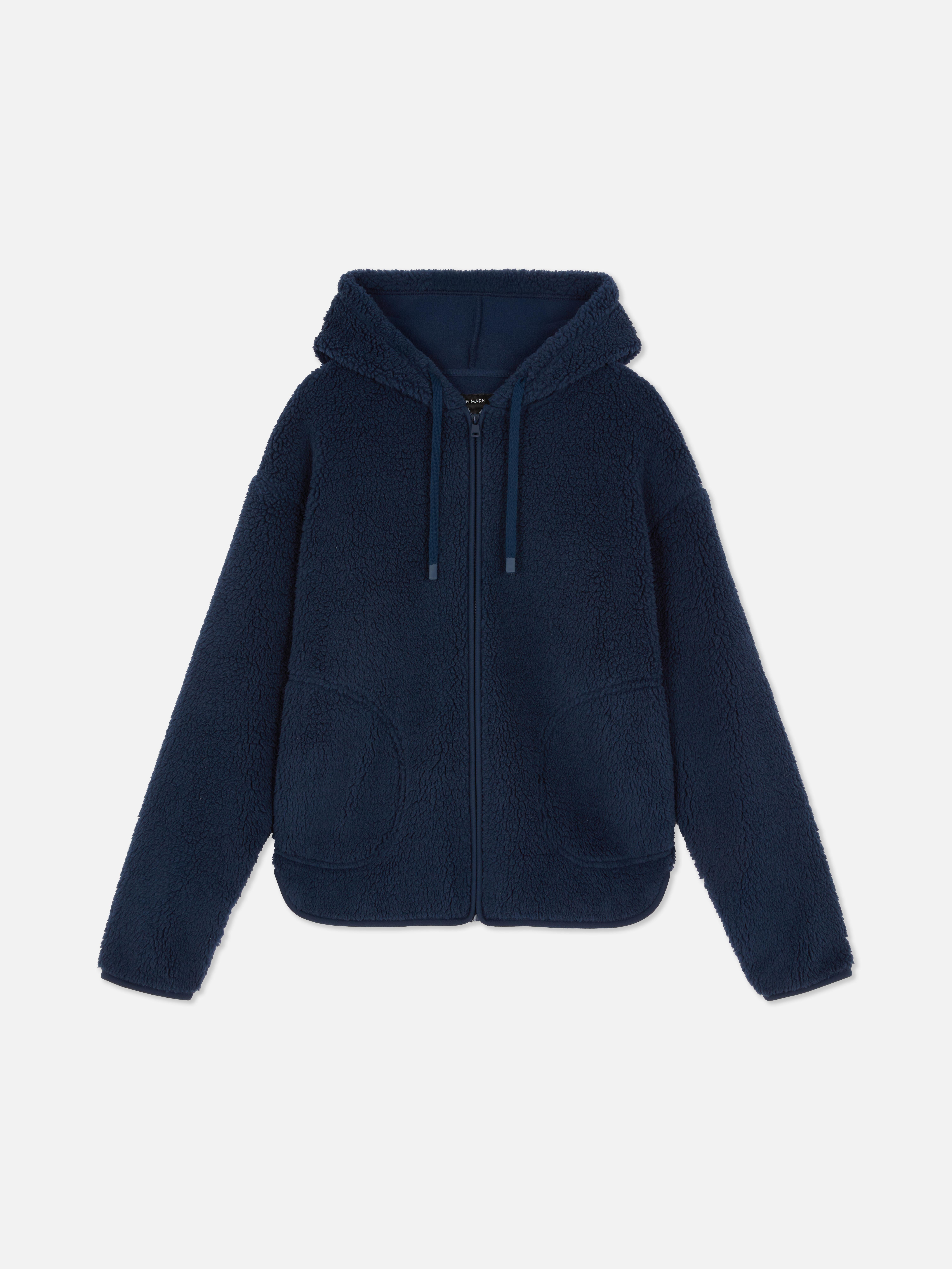 Sweat à capuche zippé effet mouton retourné