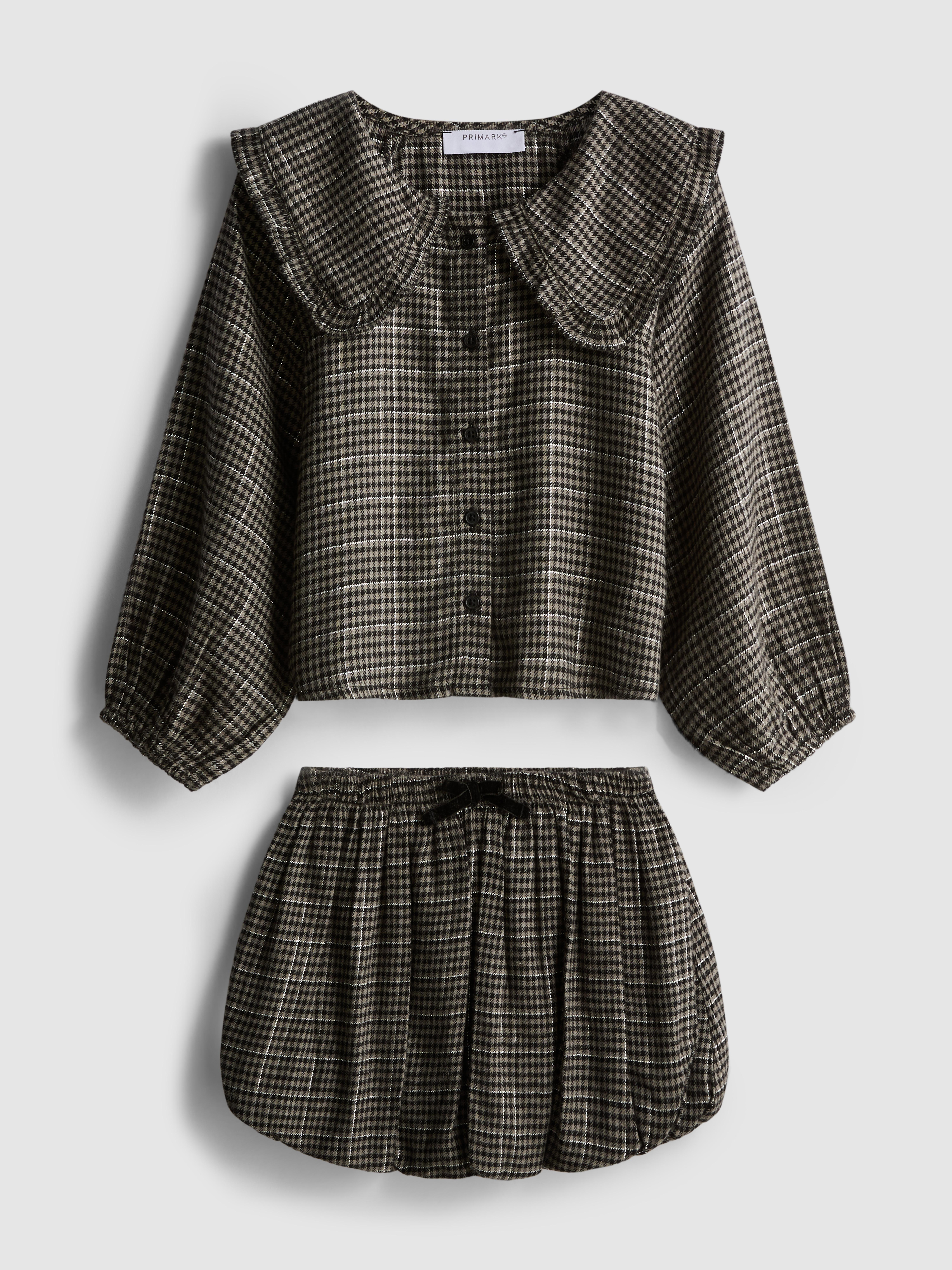 1.5-8yrs | Check Collared Blouse and Bubble Skirt Set