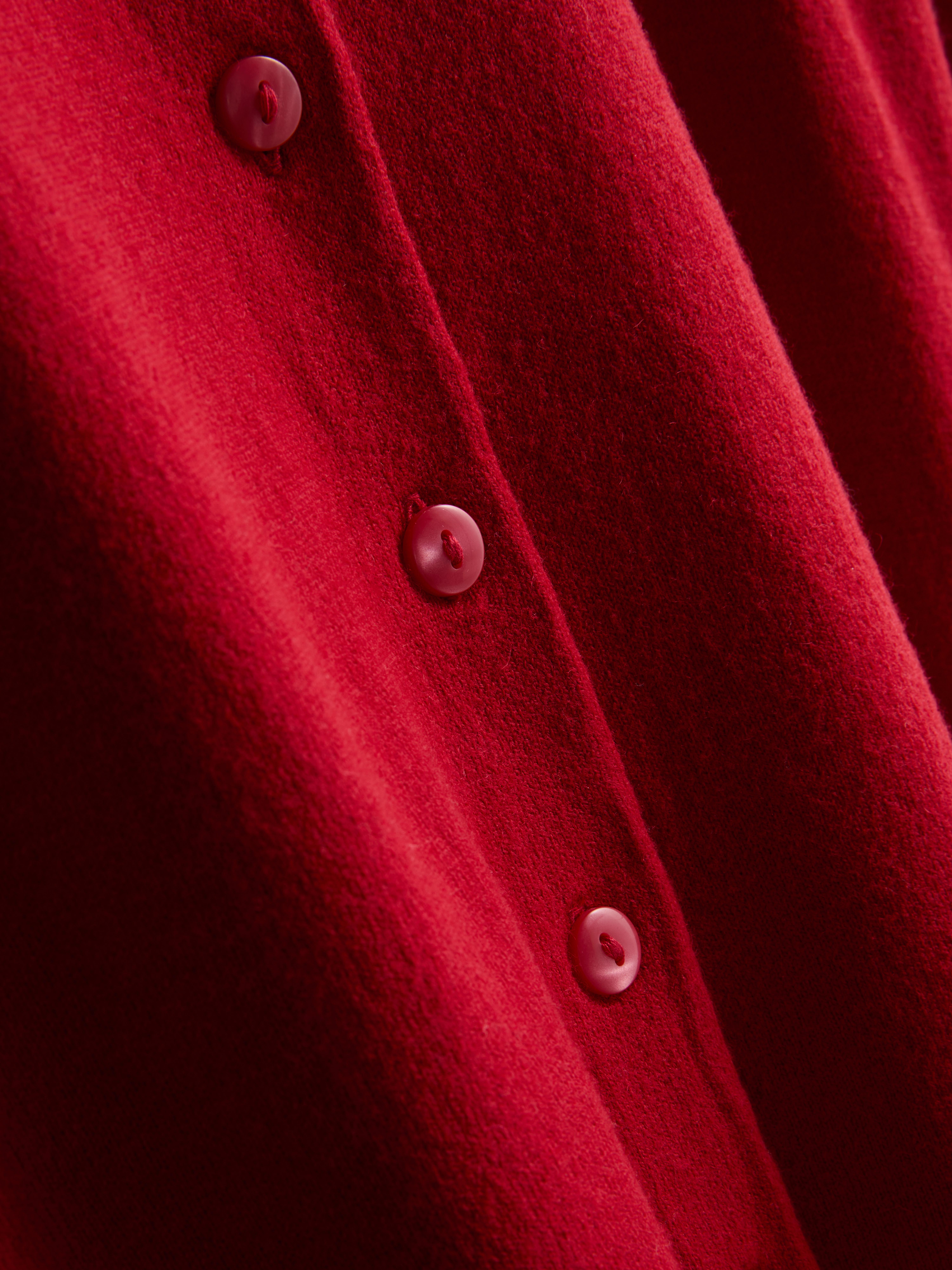 Women's Red Long Sleeve Crew Neck Cardigan