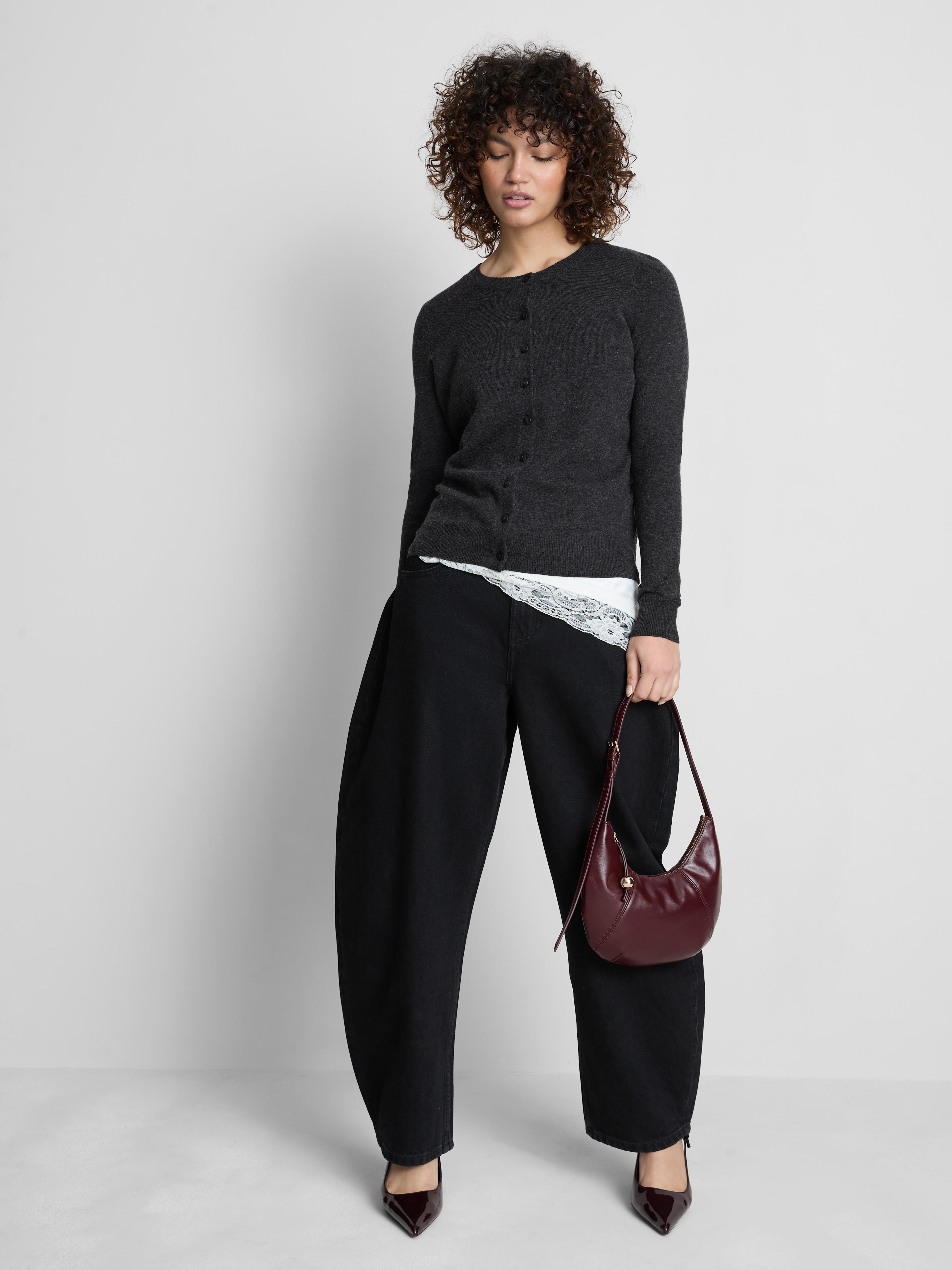 Cardigan girocollo a maniche lunghe