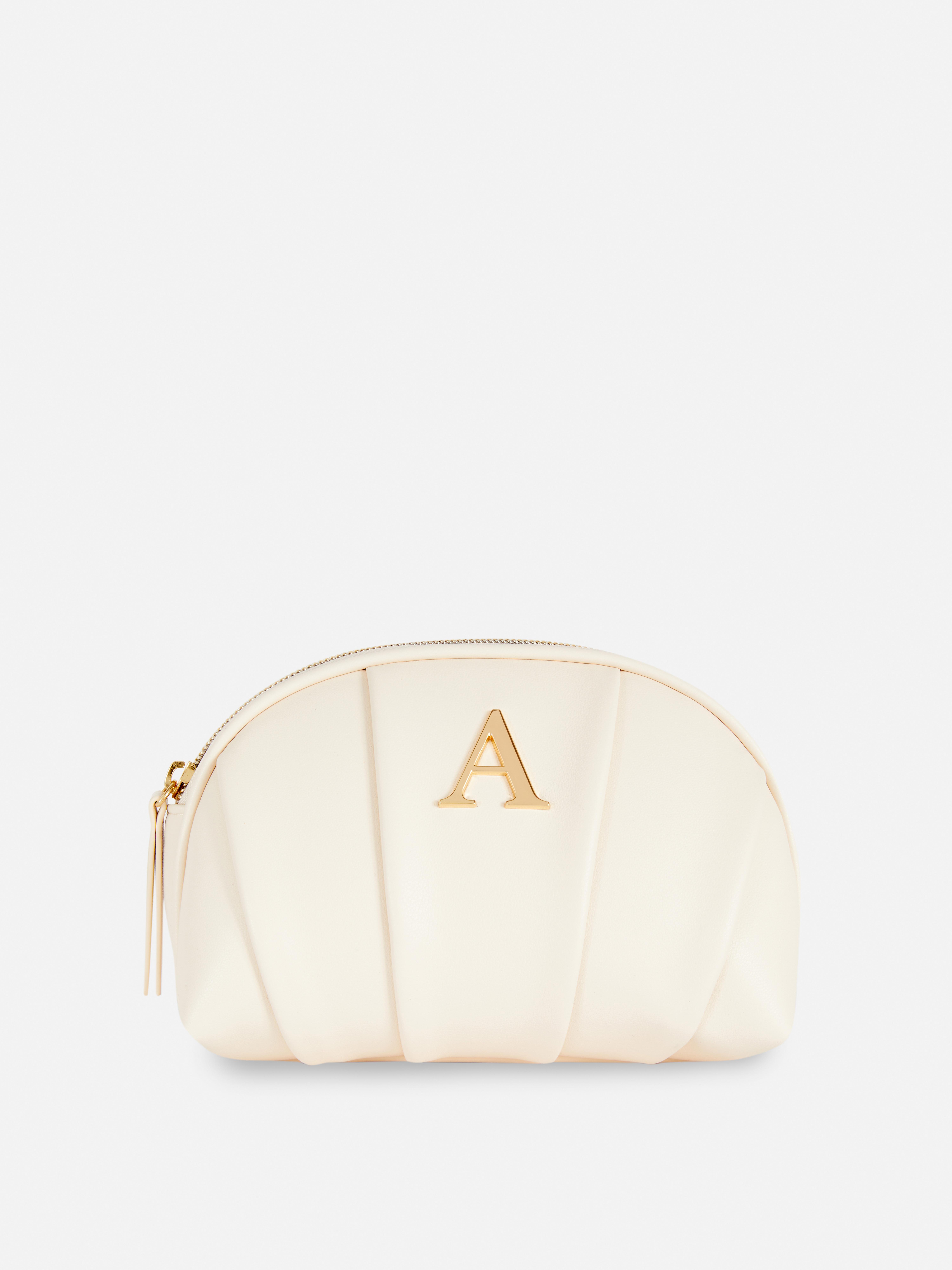 Pleated Faux Leather Mini Makeup Bag