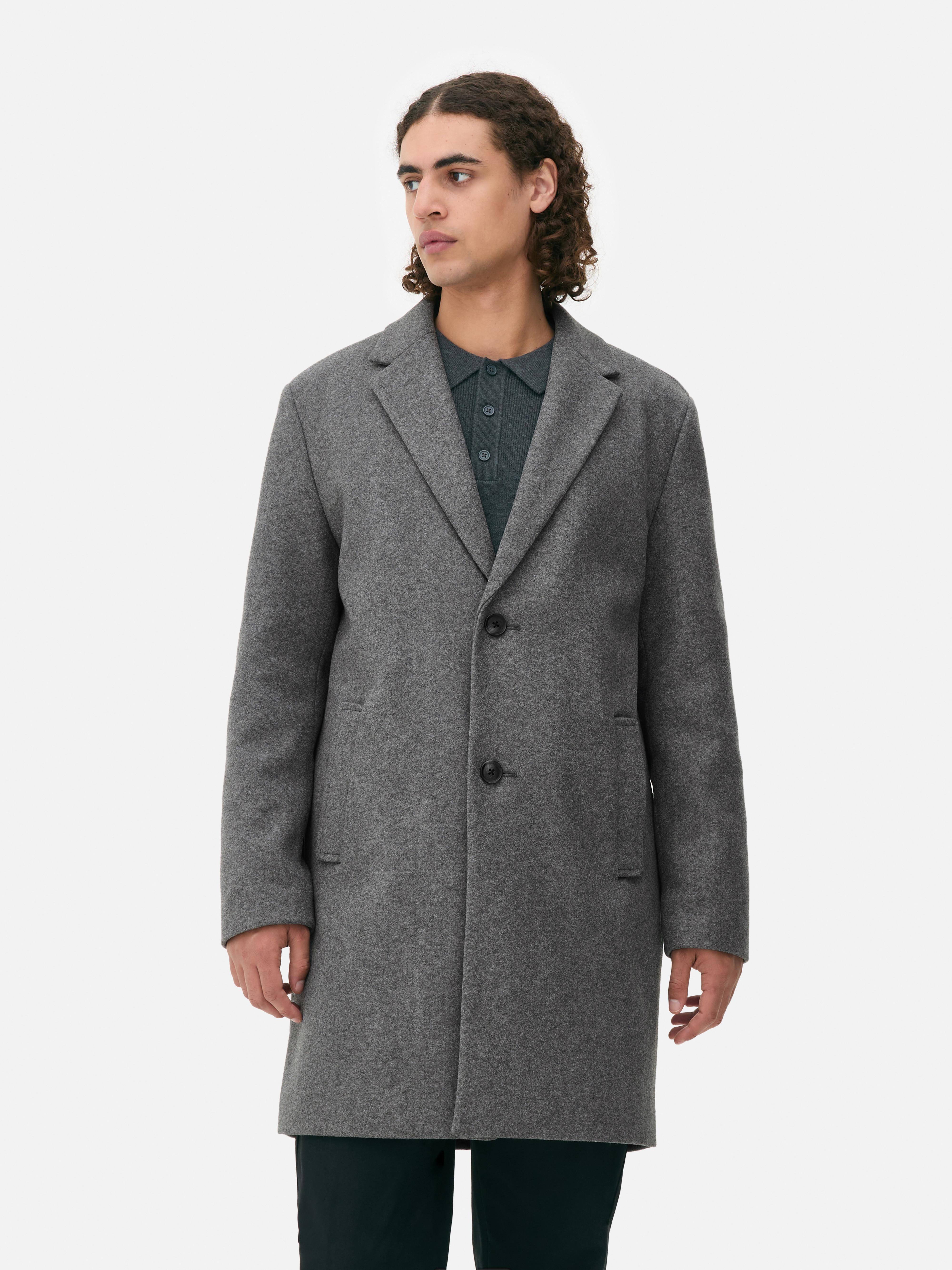 Men's Gray Oversized Mid-Length Overcoat | Primark