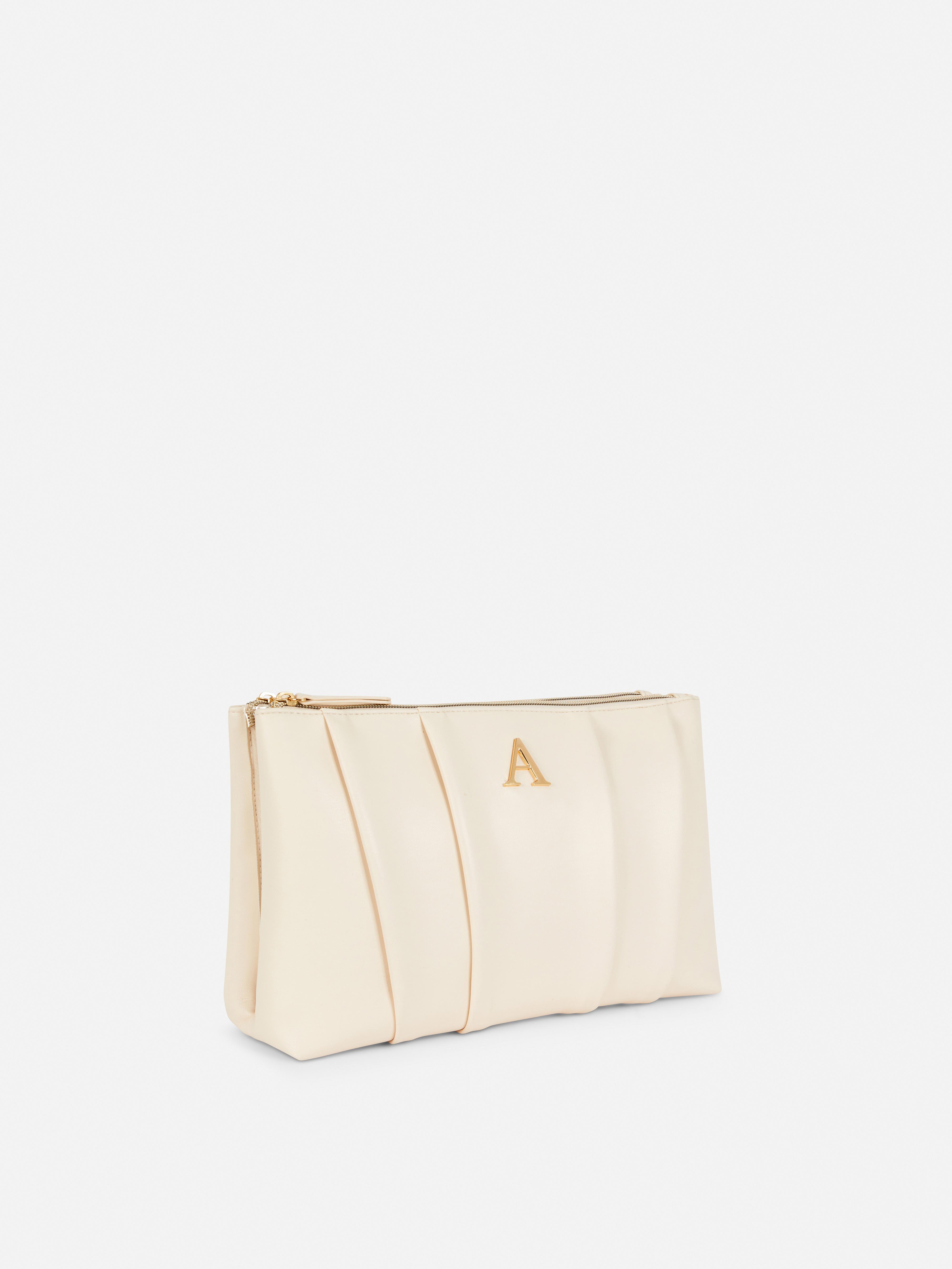 Faux Leather Initial Wash Bag