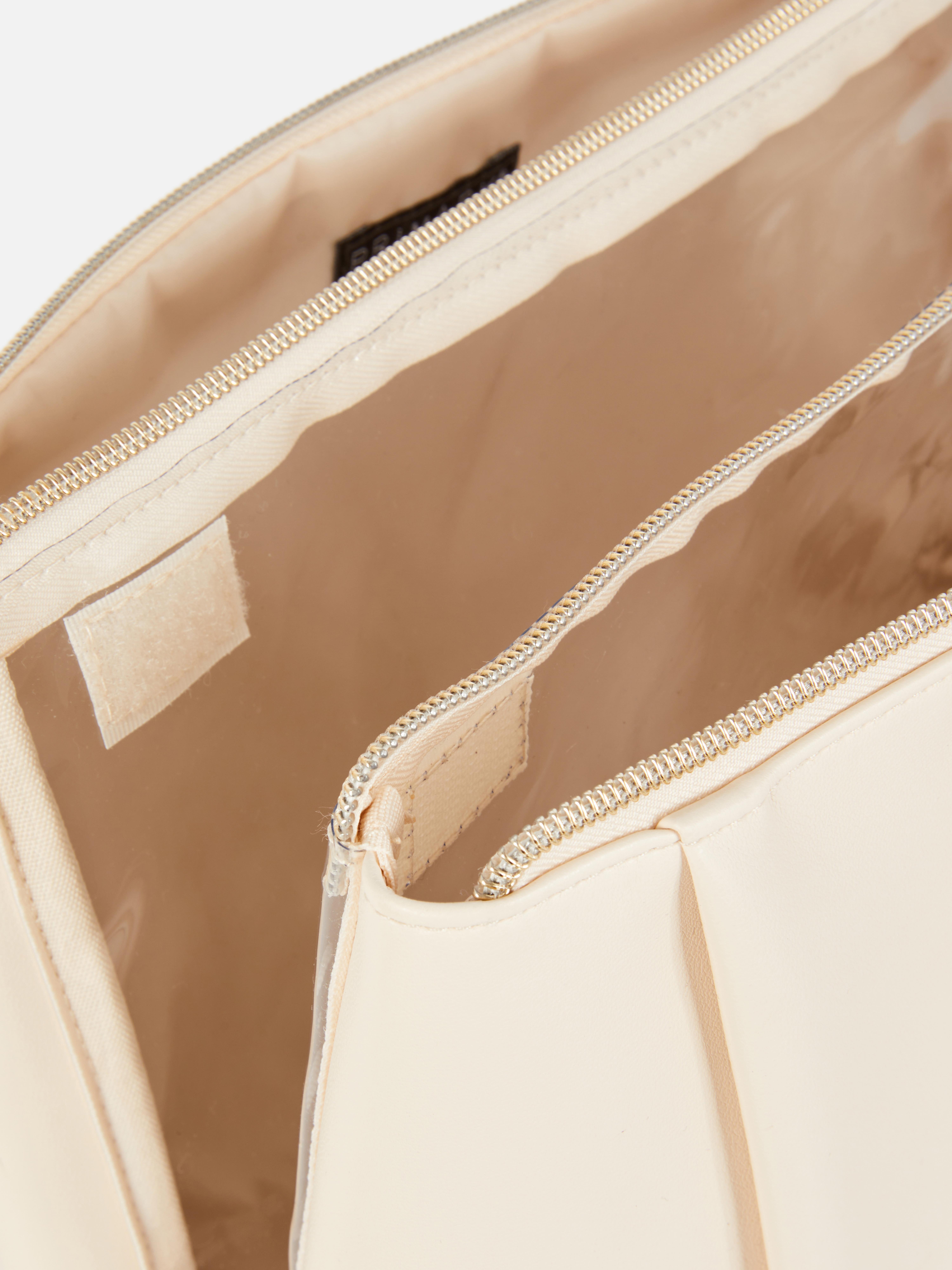 Faux Leather Initial Wash Bag