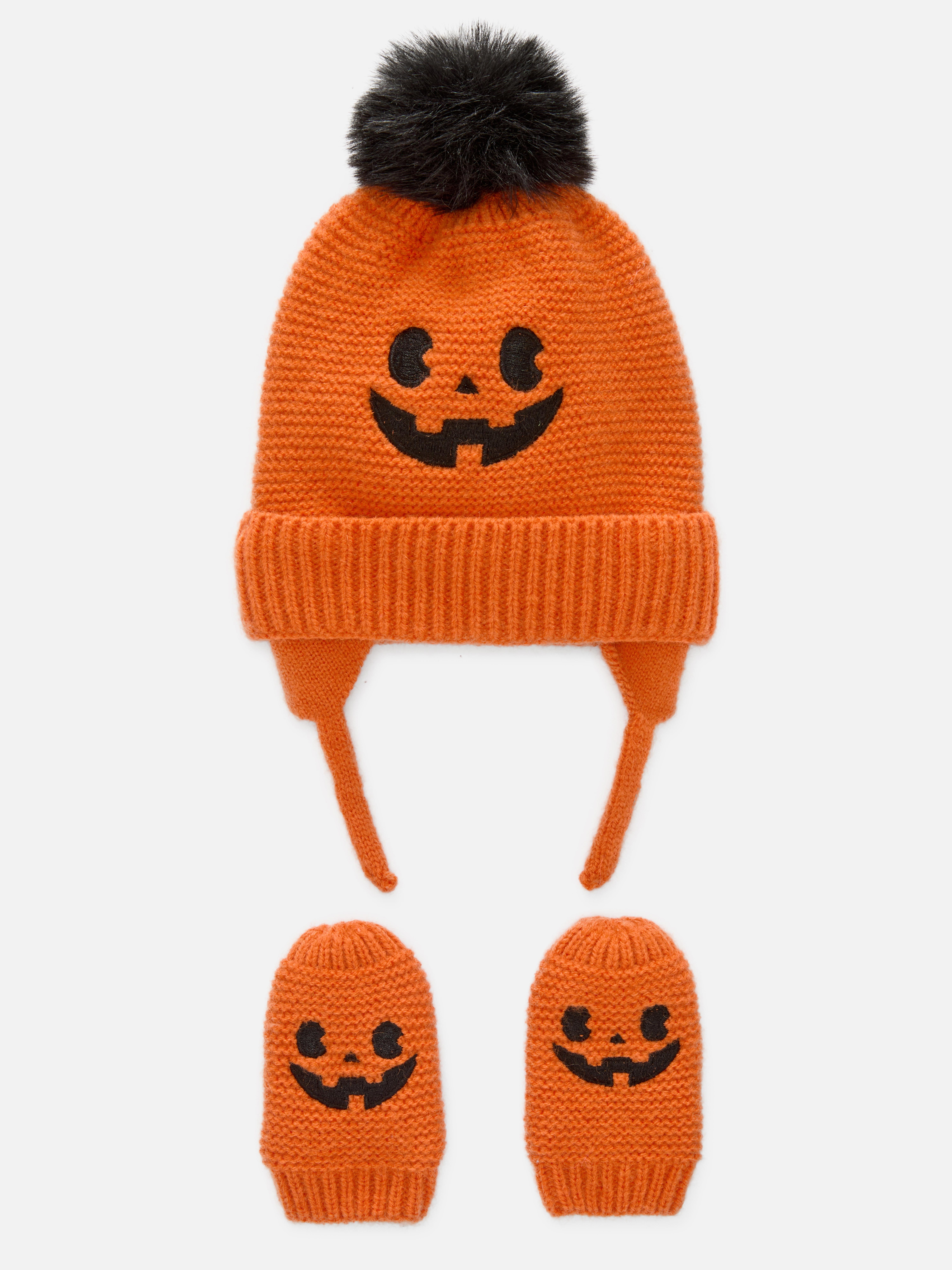 Conjunto luvas/gorro abóbora Halloween