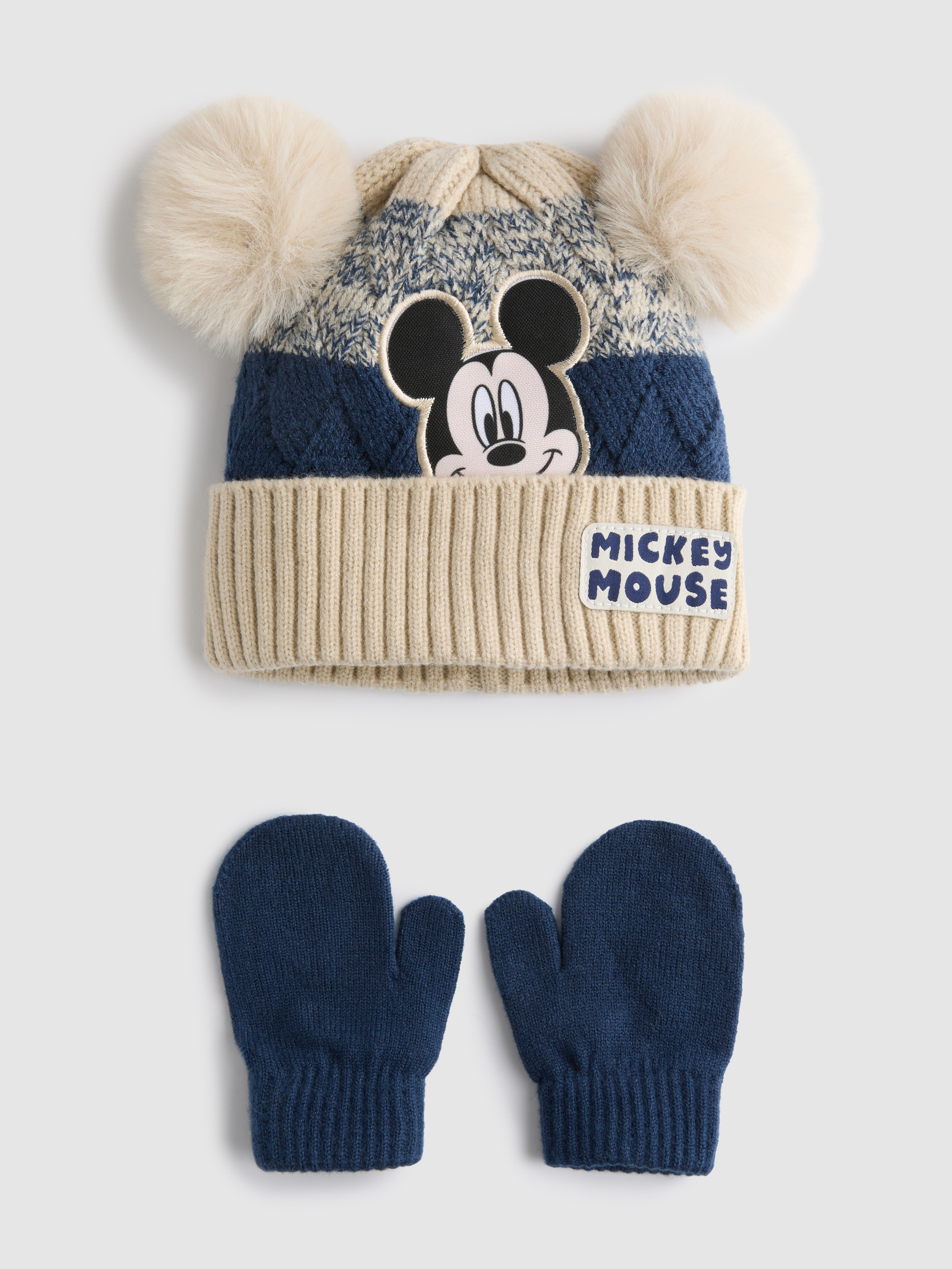 Disney’s Mickey Mouse Pom-Pom Beanie and Mittens Accessory Set