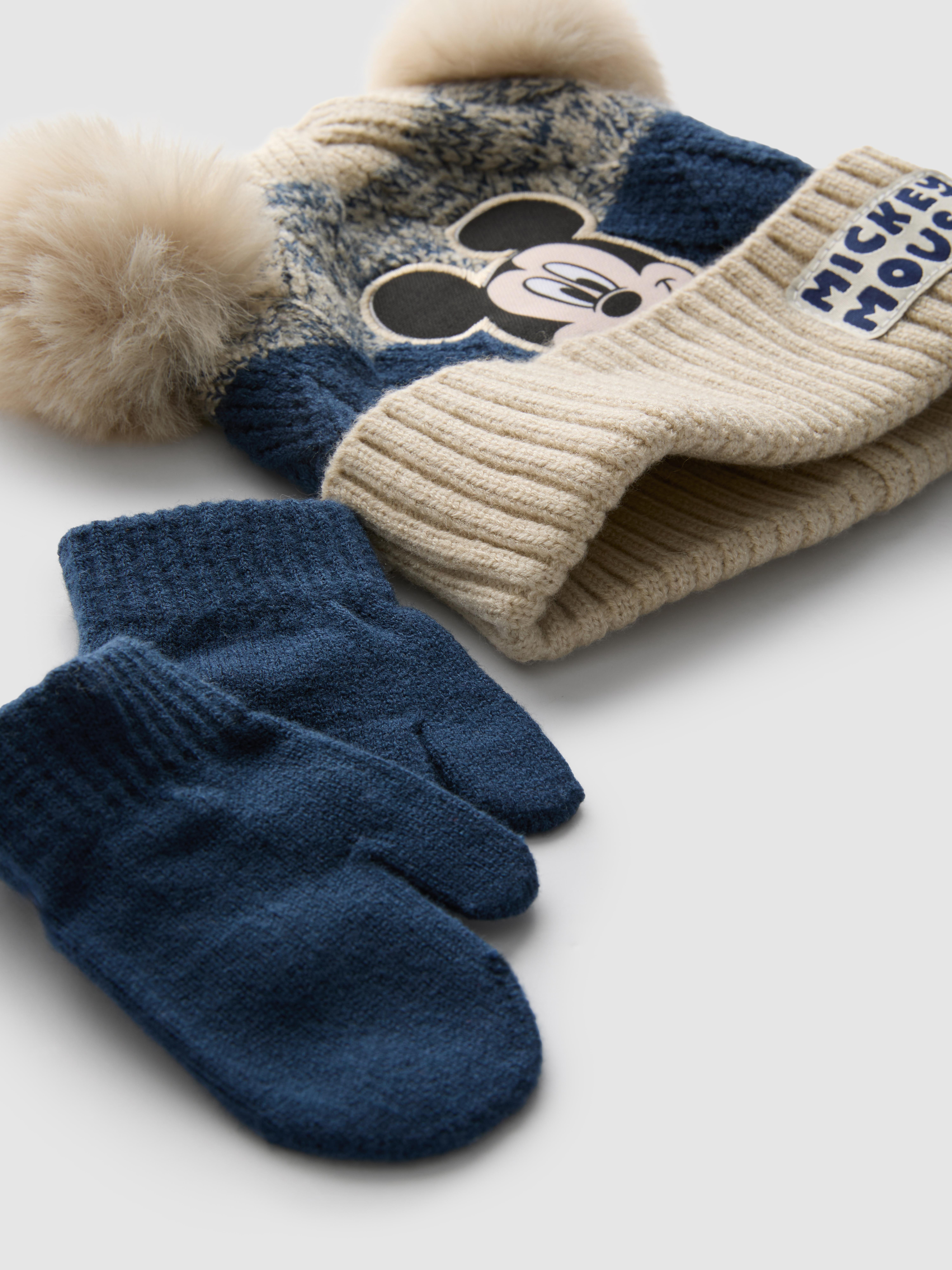 Disney’s Mickey Mouse Pom-Pom Beanie and Mittens Accessory Set