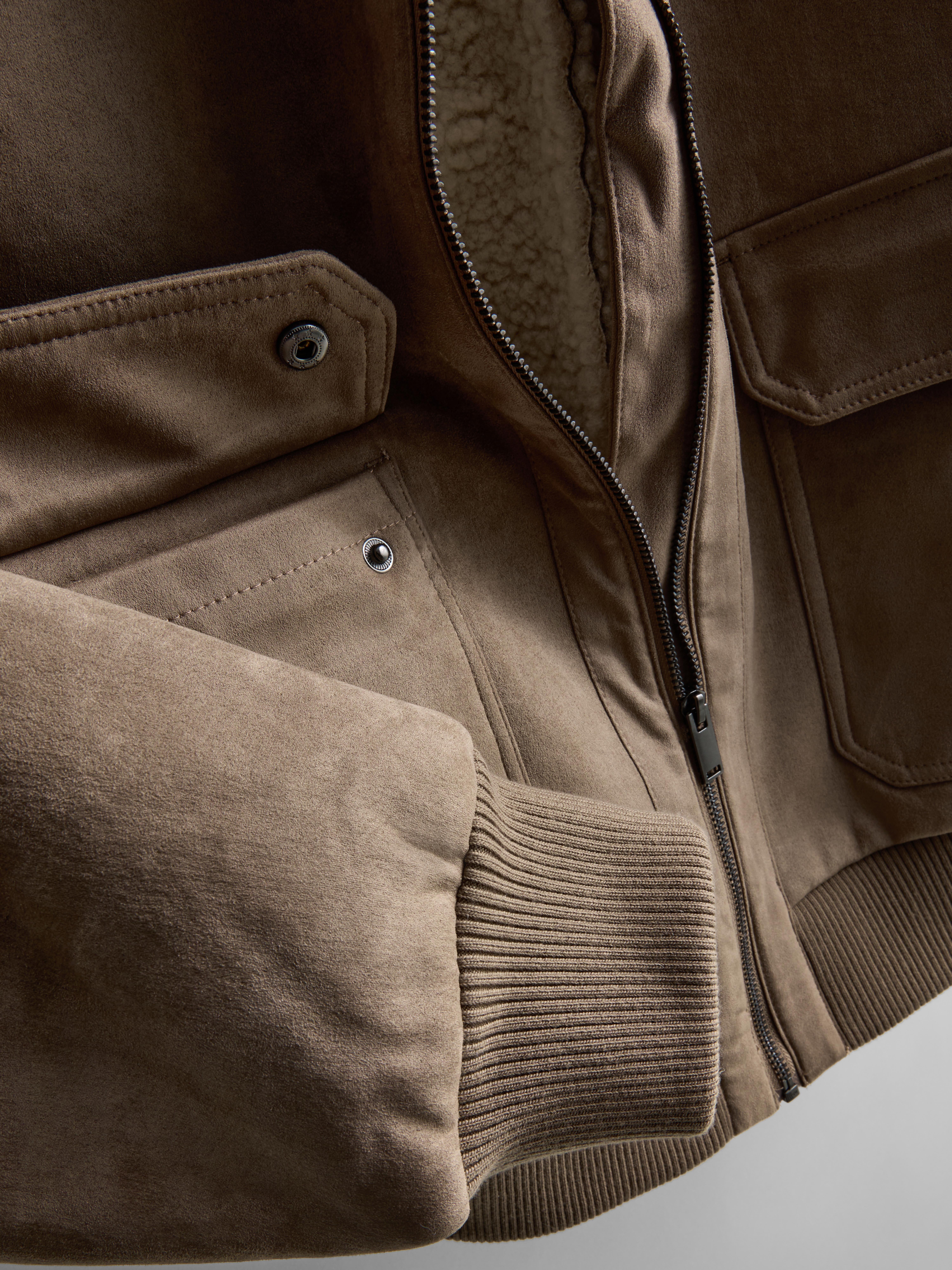 Faux Suede Zip-Up Jacket