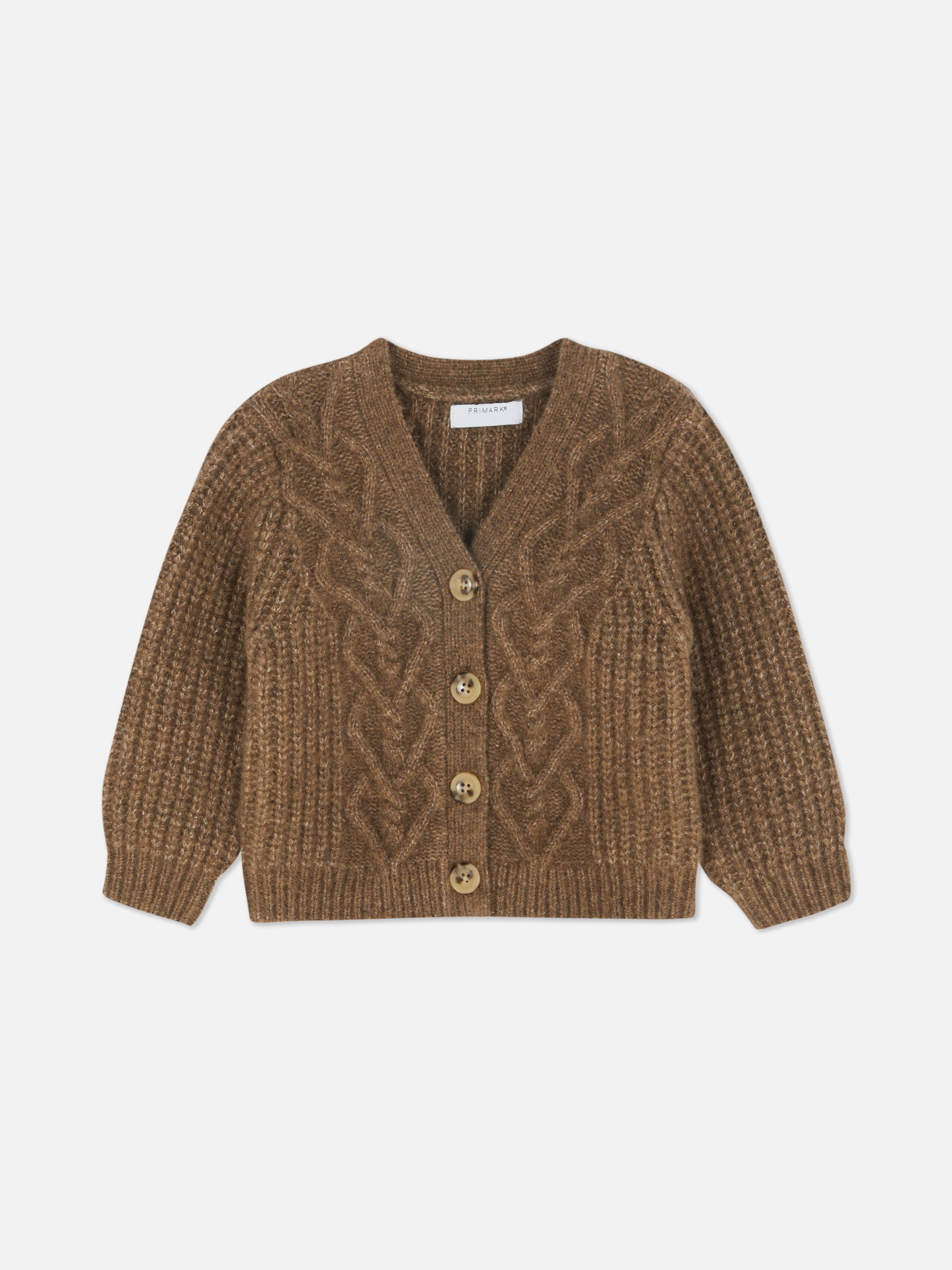 1.5-8yrs | Cable Knit Cardigan Brown