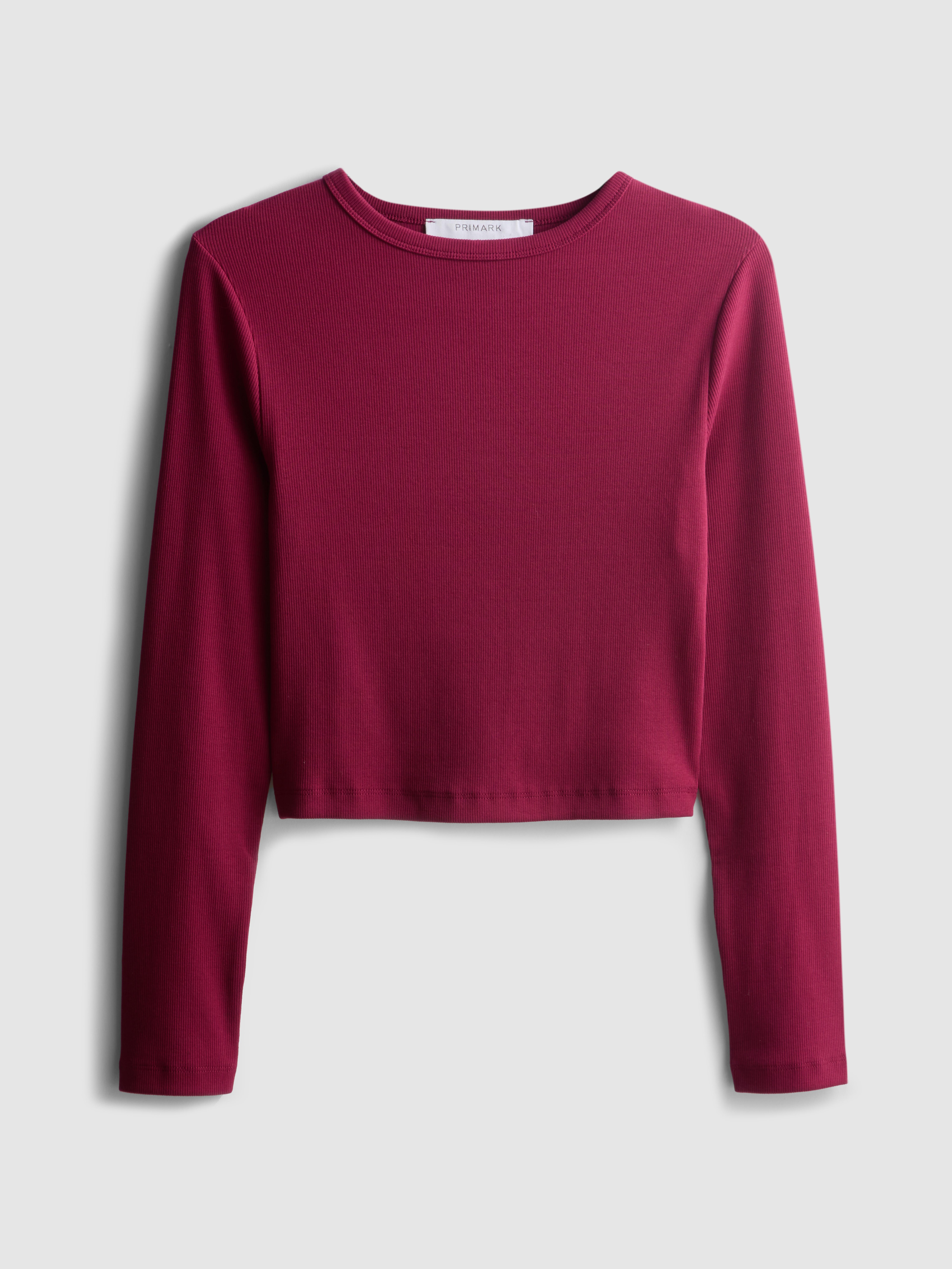 Cropped Ribbed Crew Top