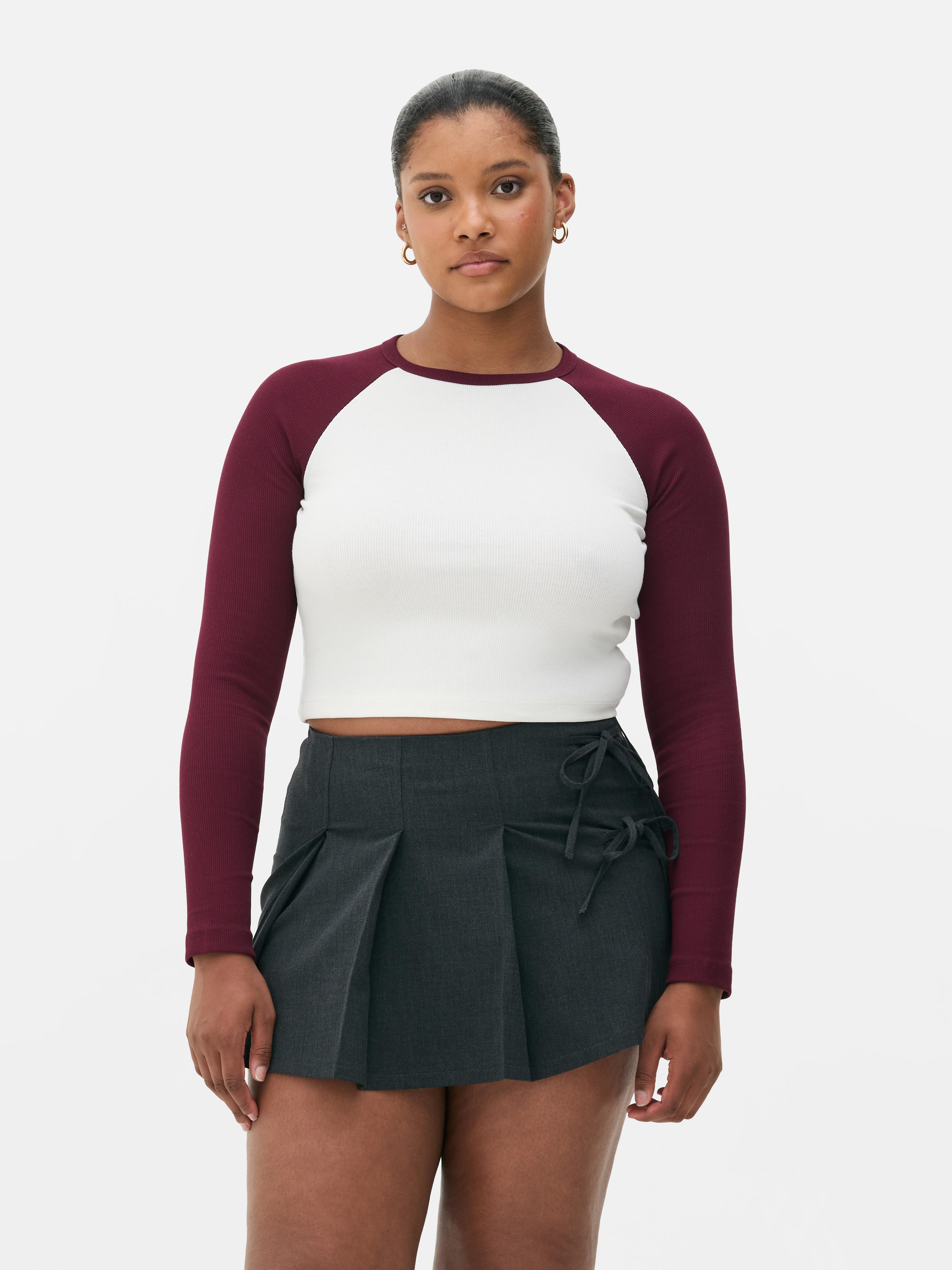 Cropped Ribbed Crew Top