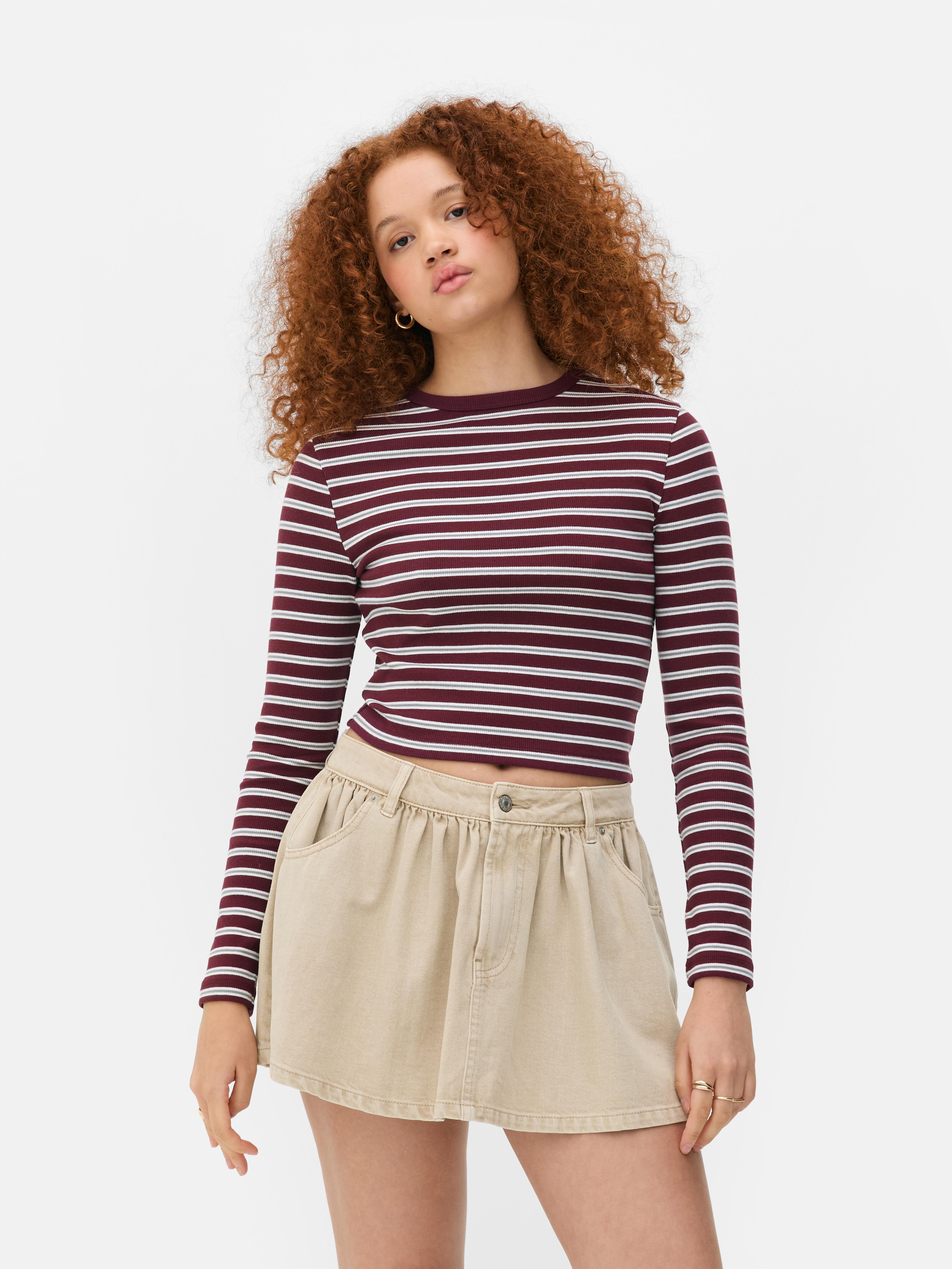 Cropped Ribbed Crew Top