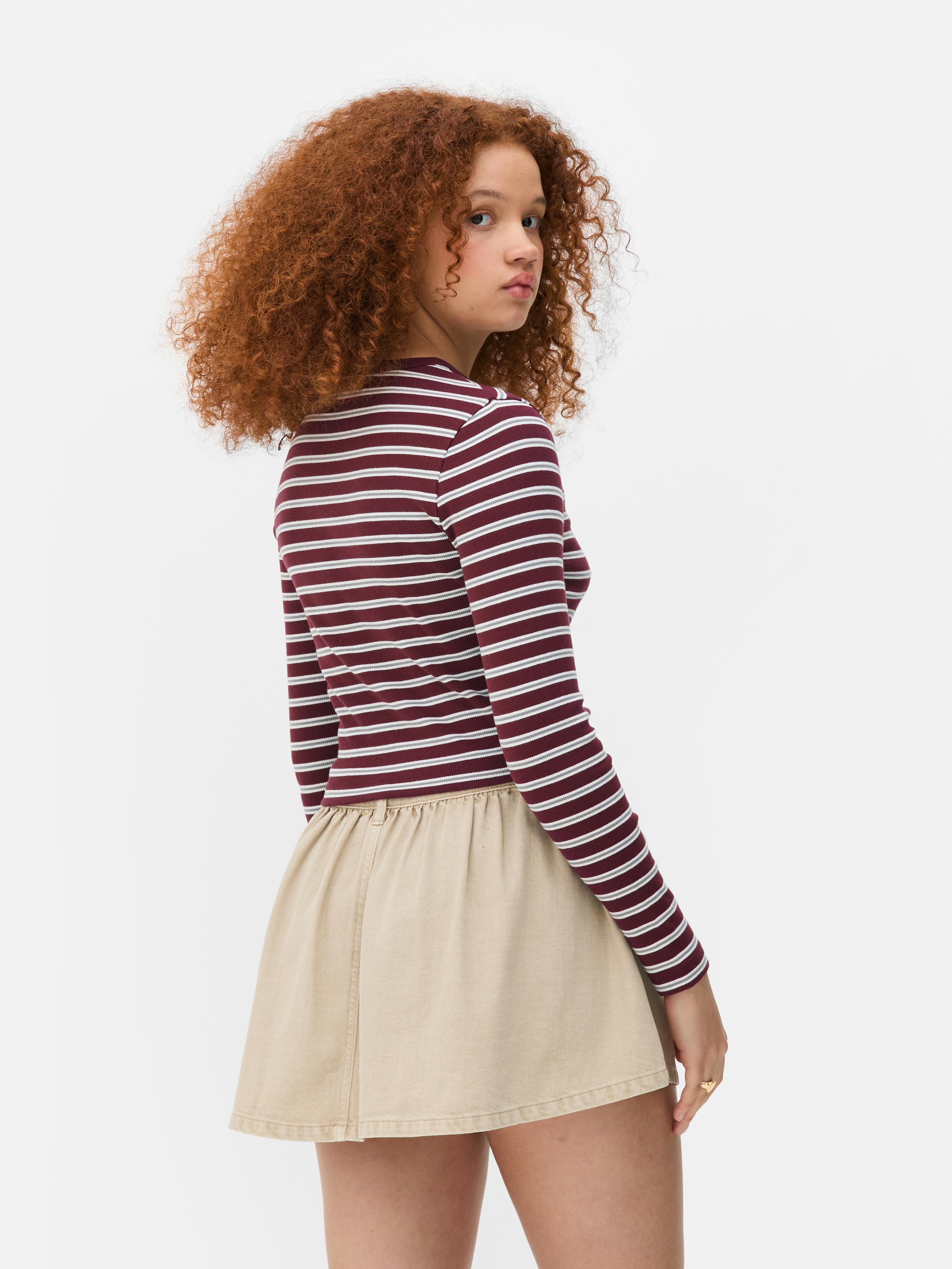 Cropped Ribbed Crew Top