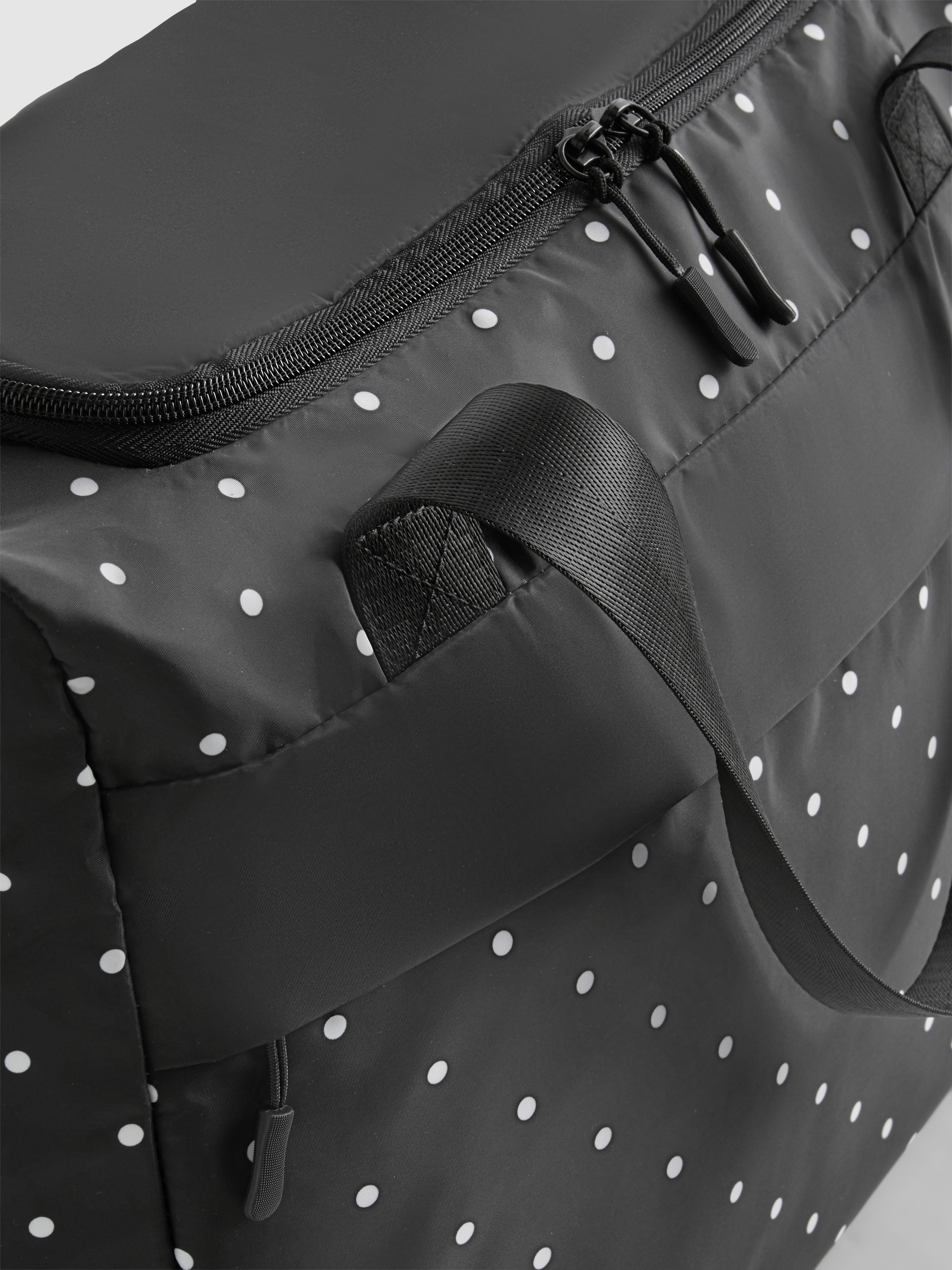 Women's Black/White Zip Up Travel Bag