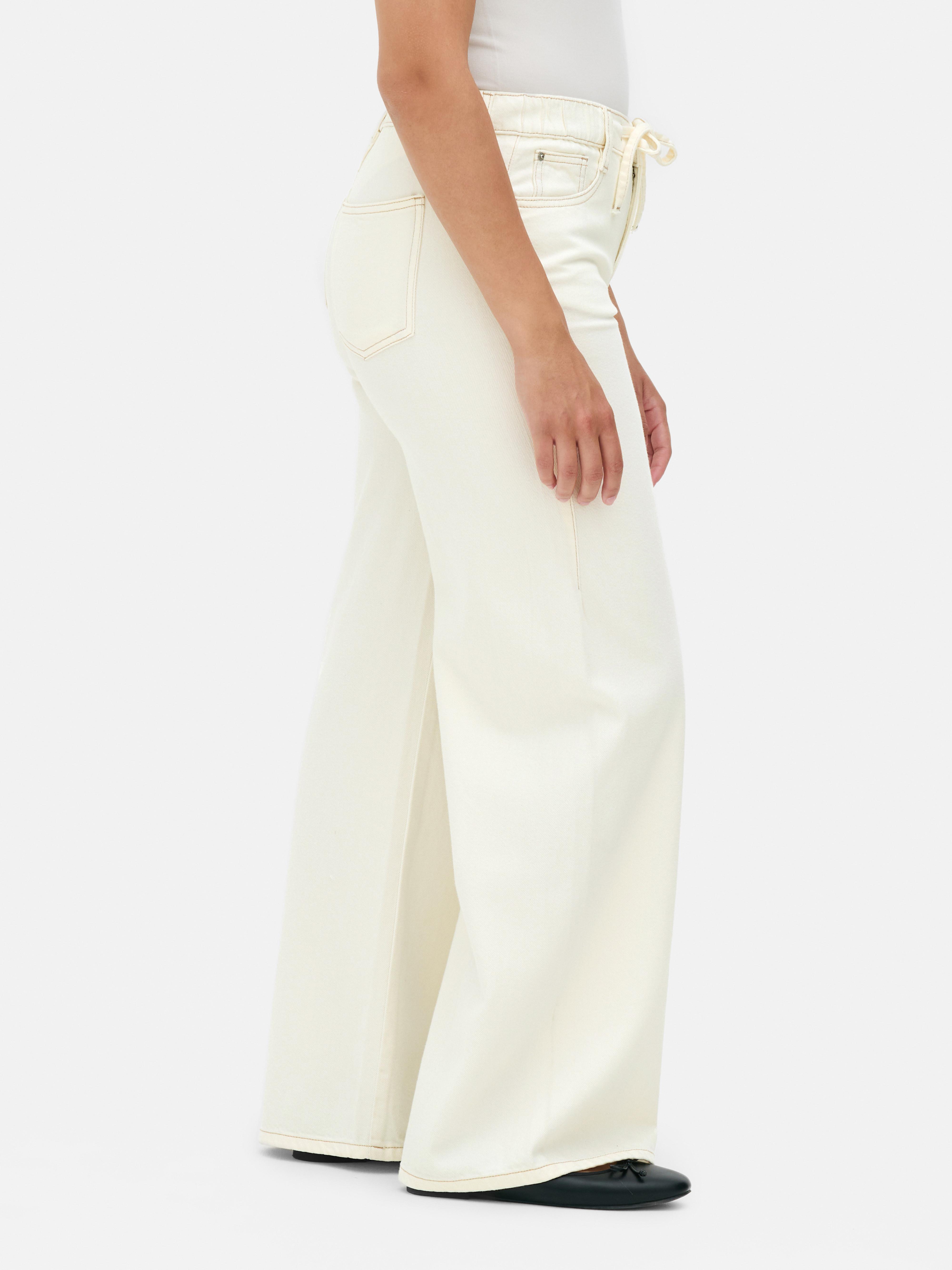 Jean large taille haute à cordon de serrage