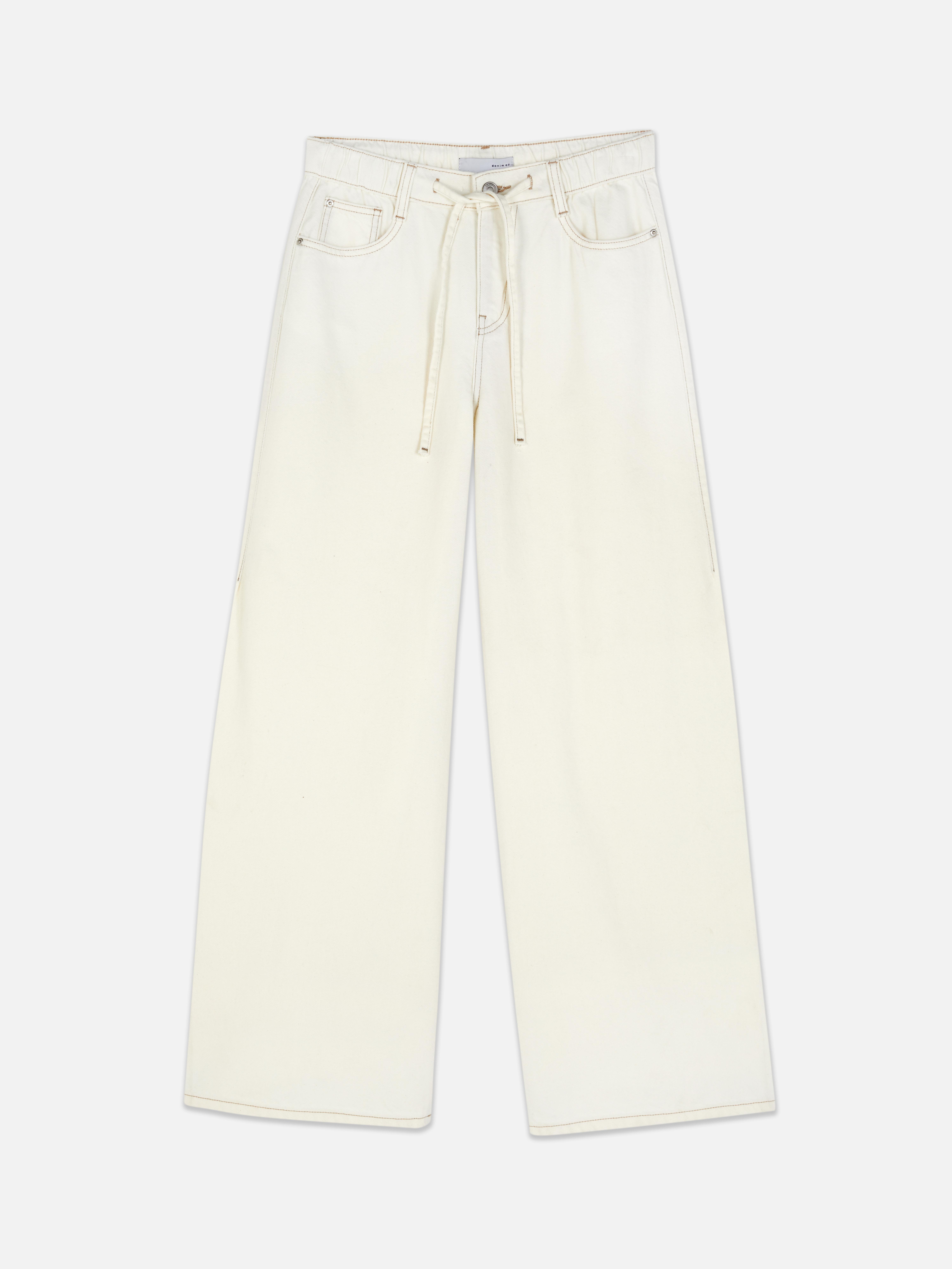Jean large taille haute à cordon de serrage