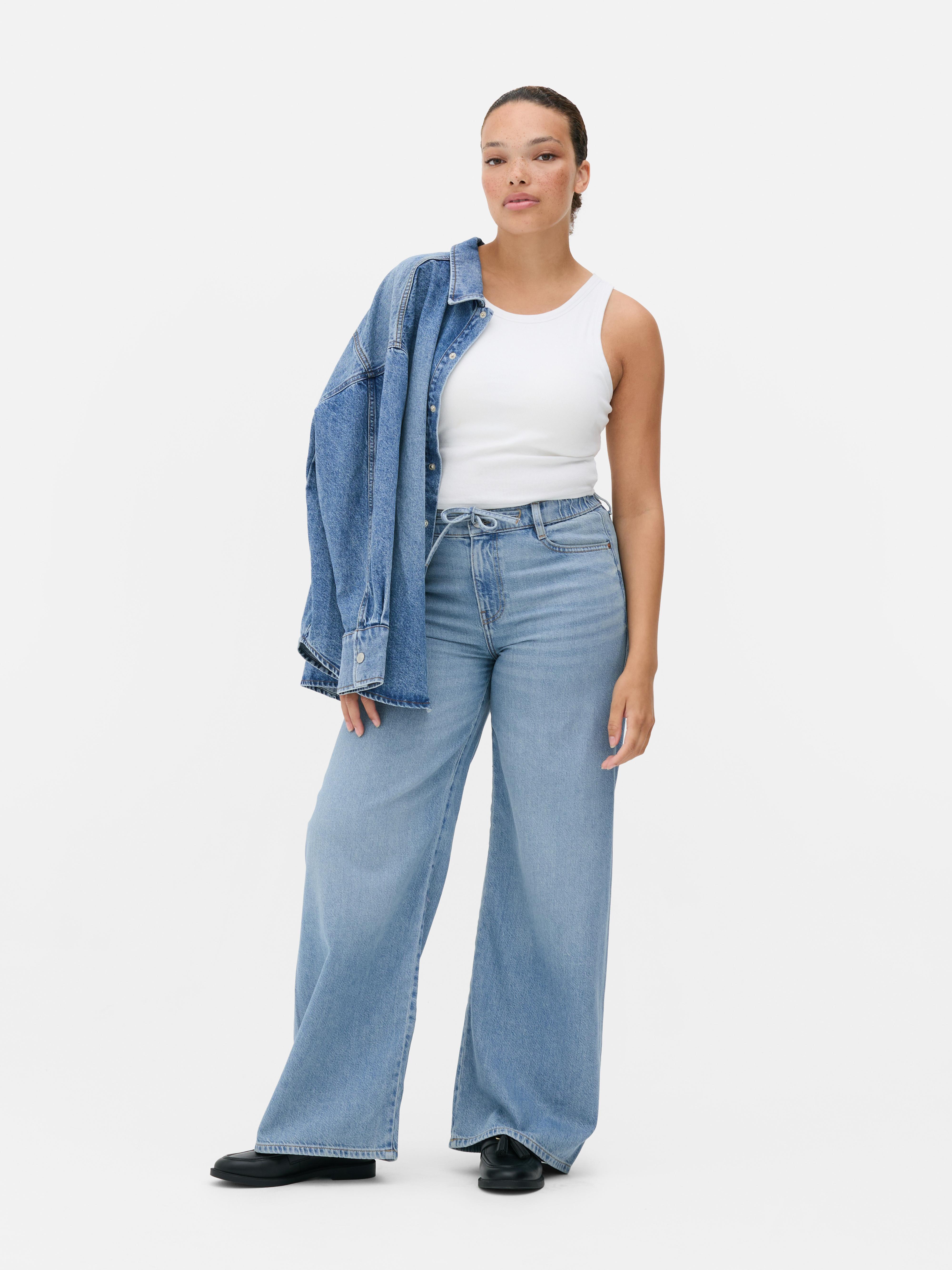 Jean large taille haute à cordon de serrage