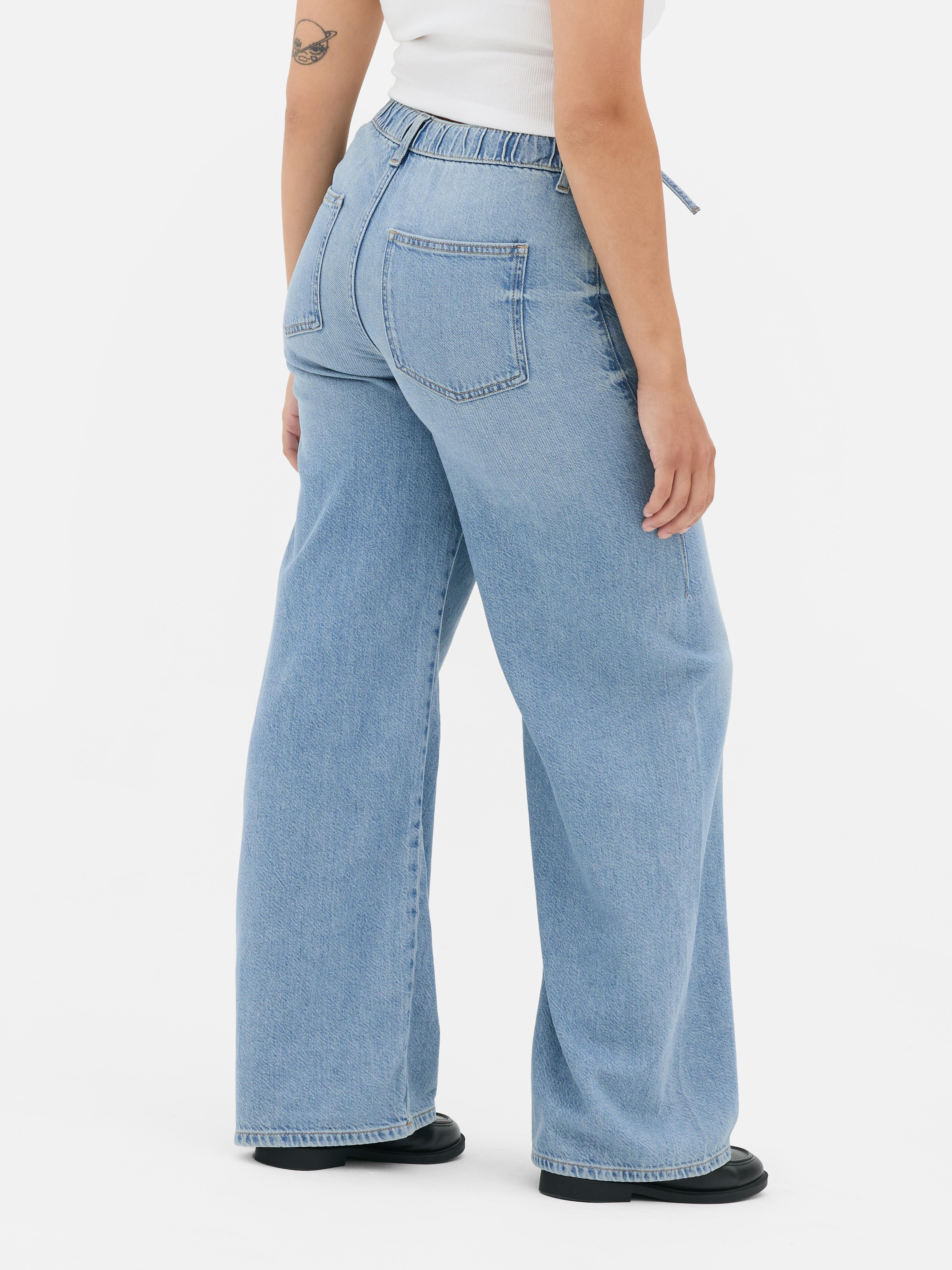 Jean large taille haute à cordon de serrage