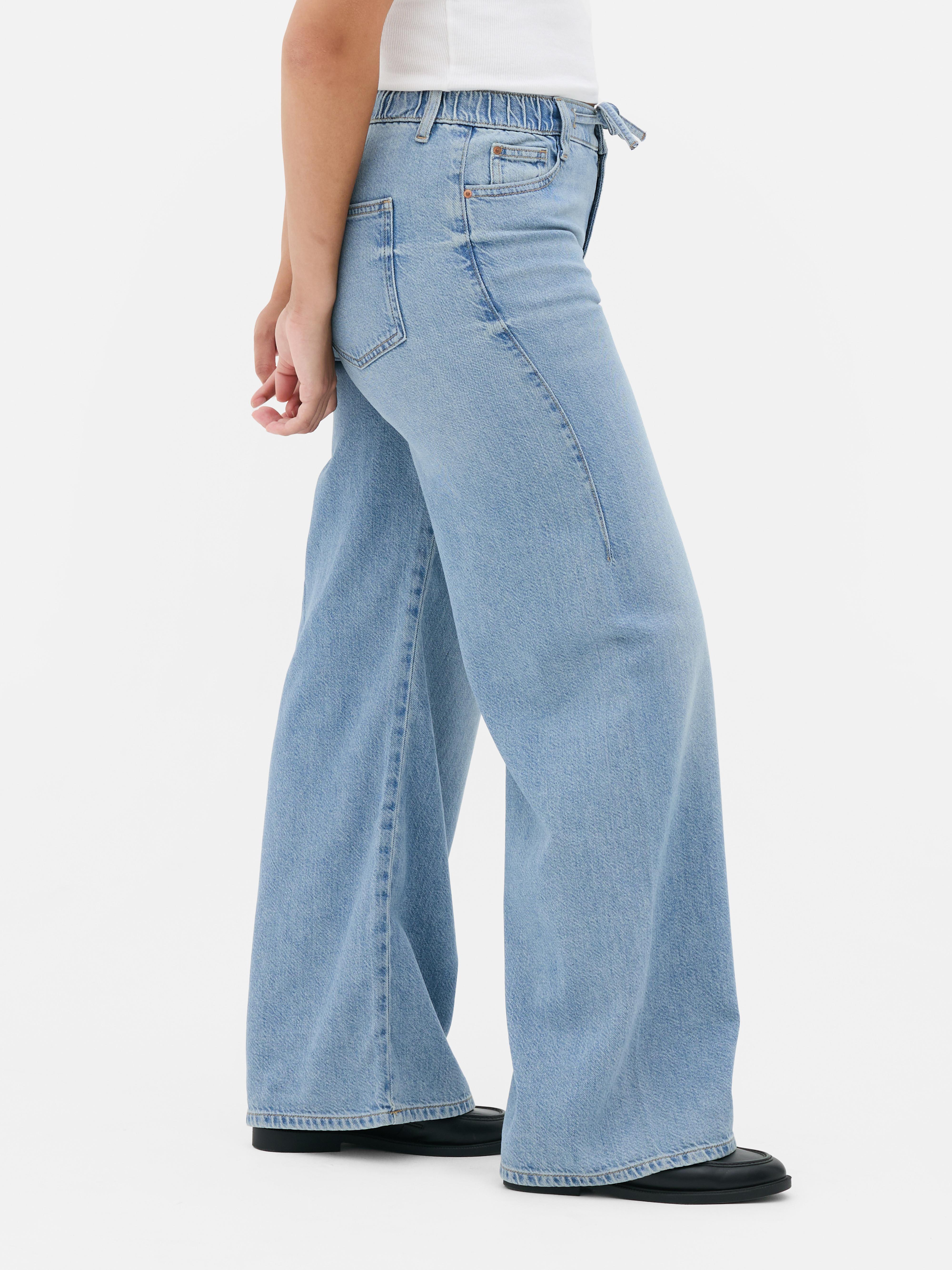 Jean large taille haute à cordon de serrage