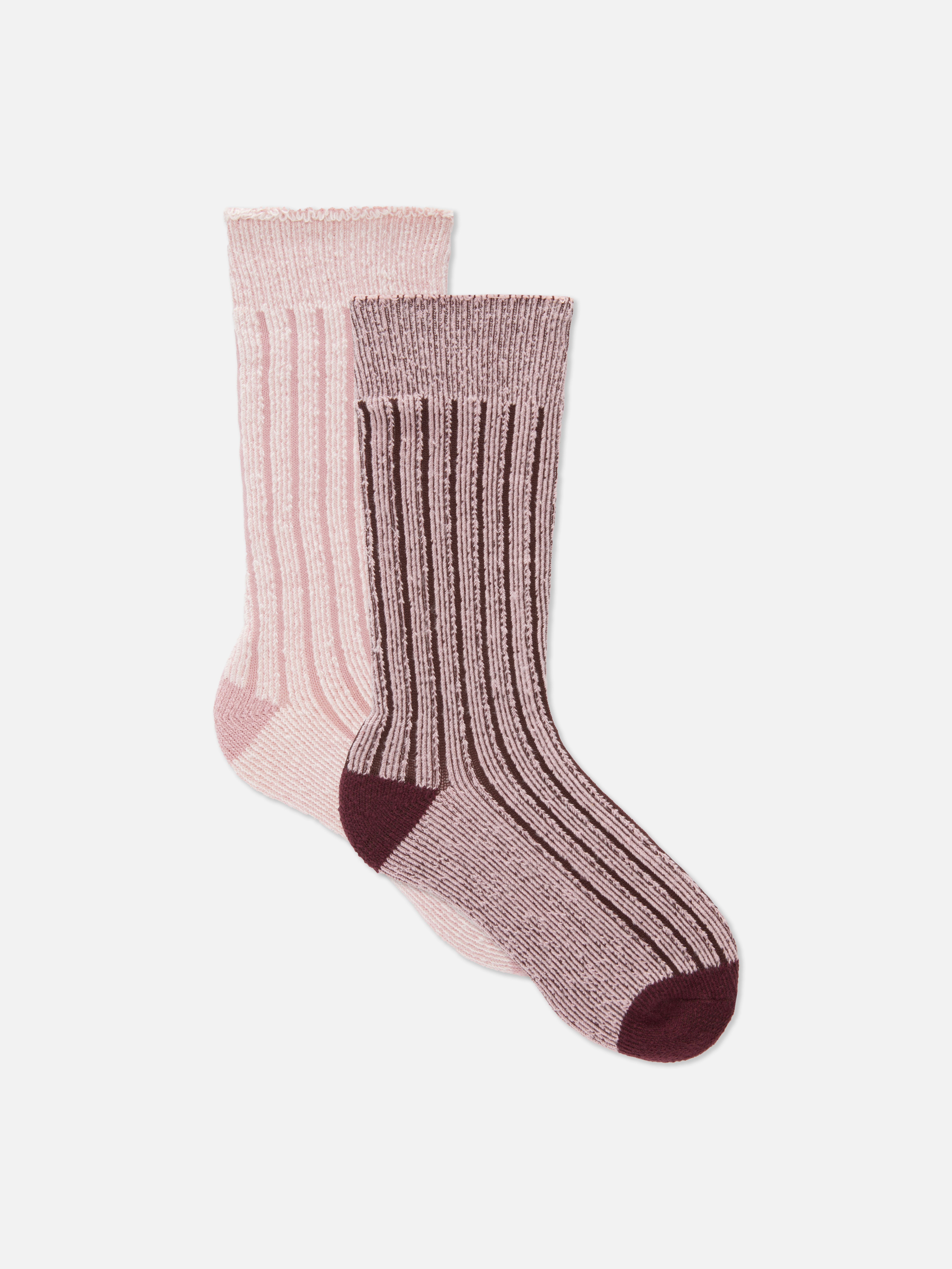 2pk Breast Cancer Awareness Ribbed Crew Socks