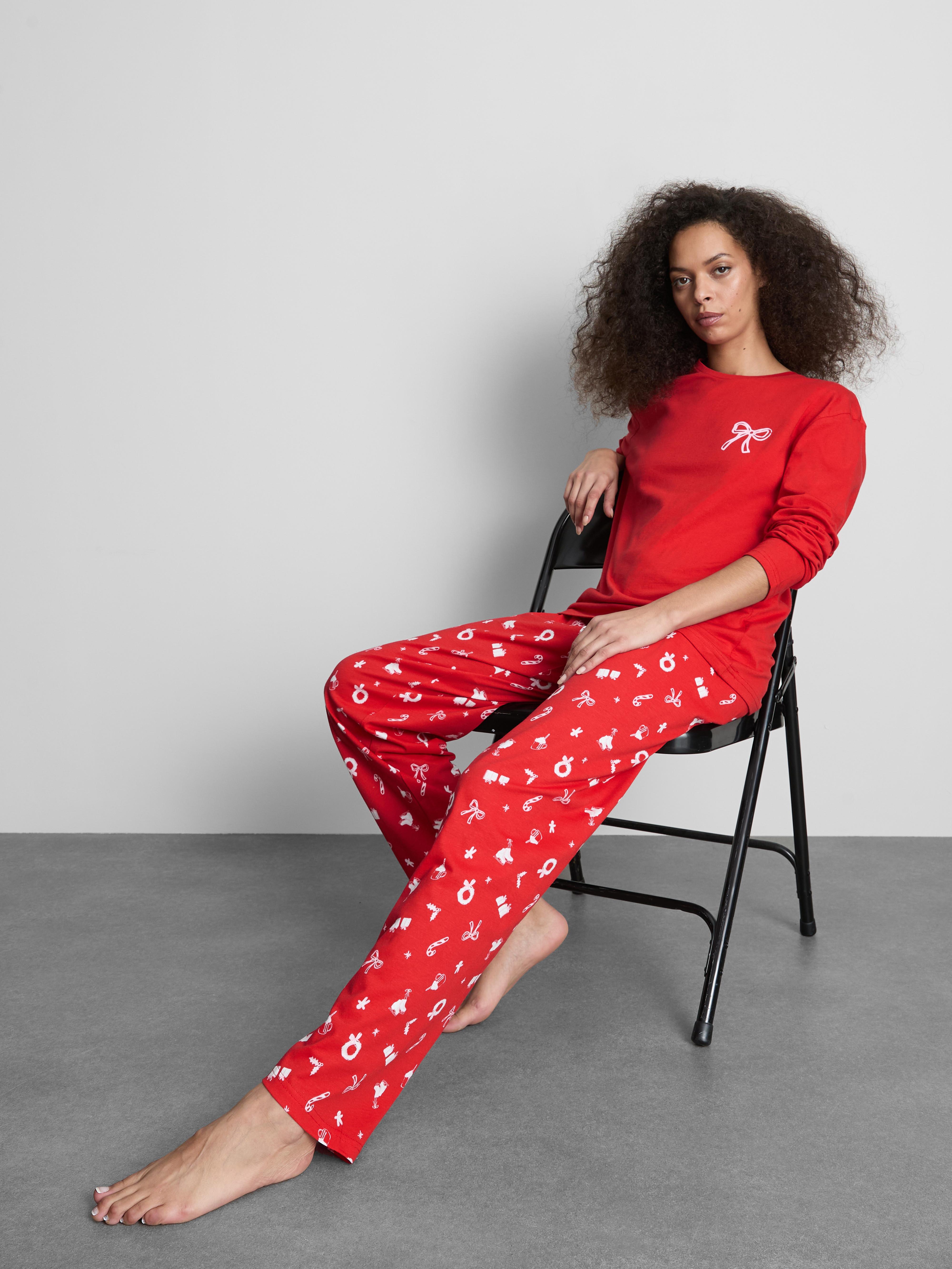 Lange pyjama met kerstprint