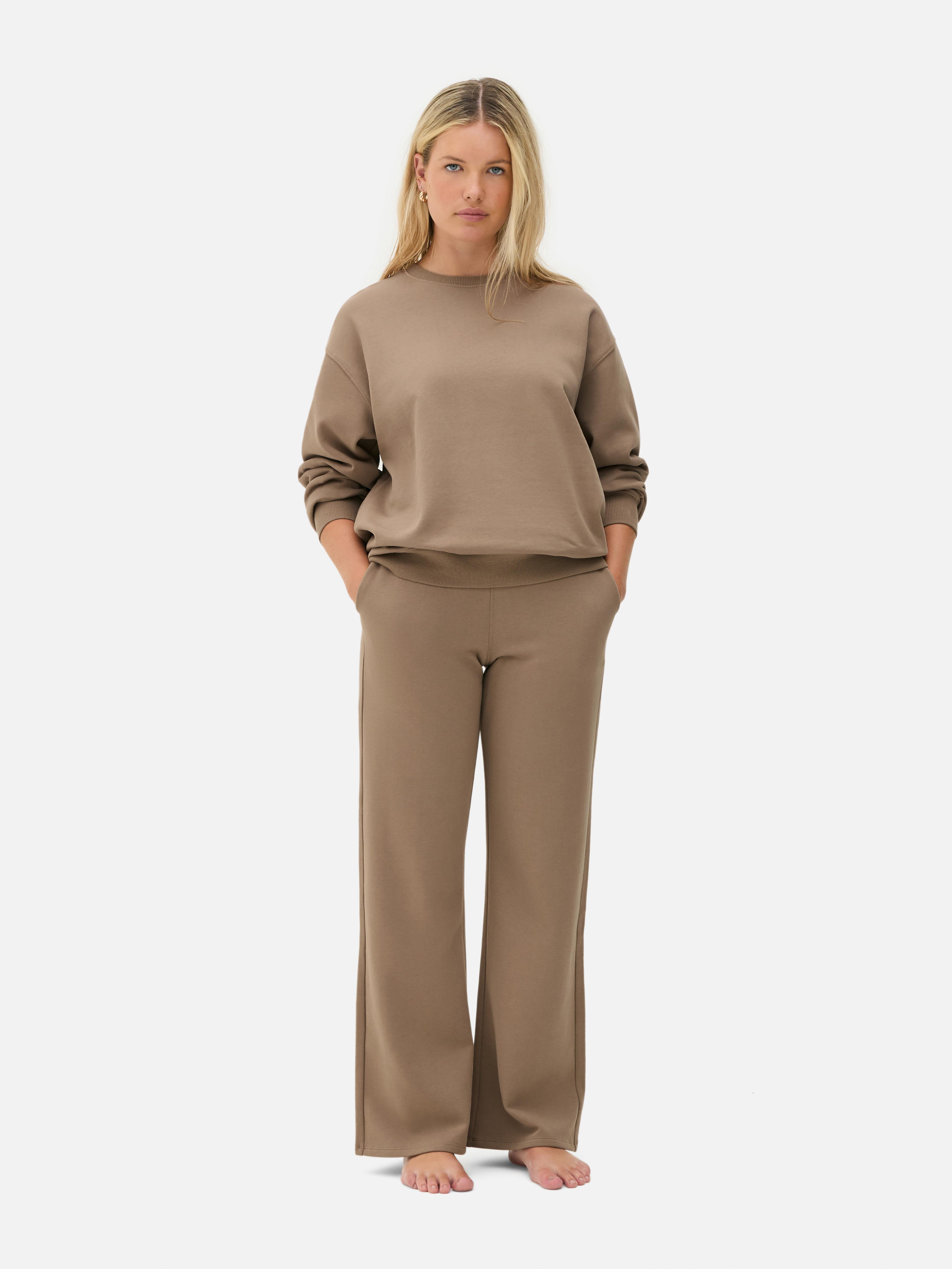 Wide Leg Drawstring Joggers Tan