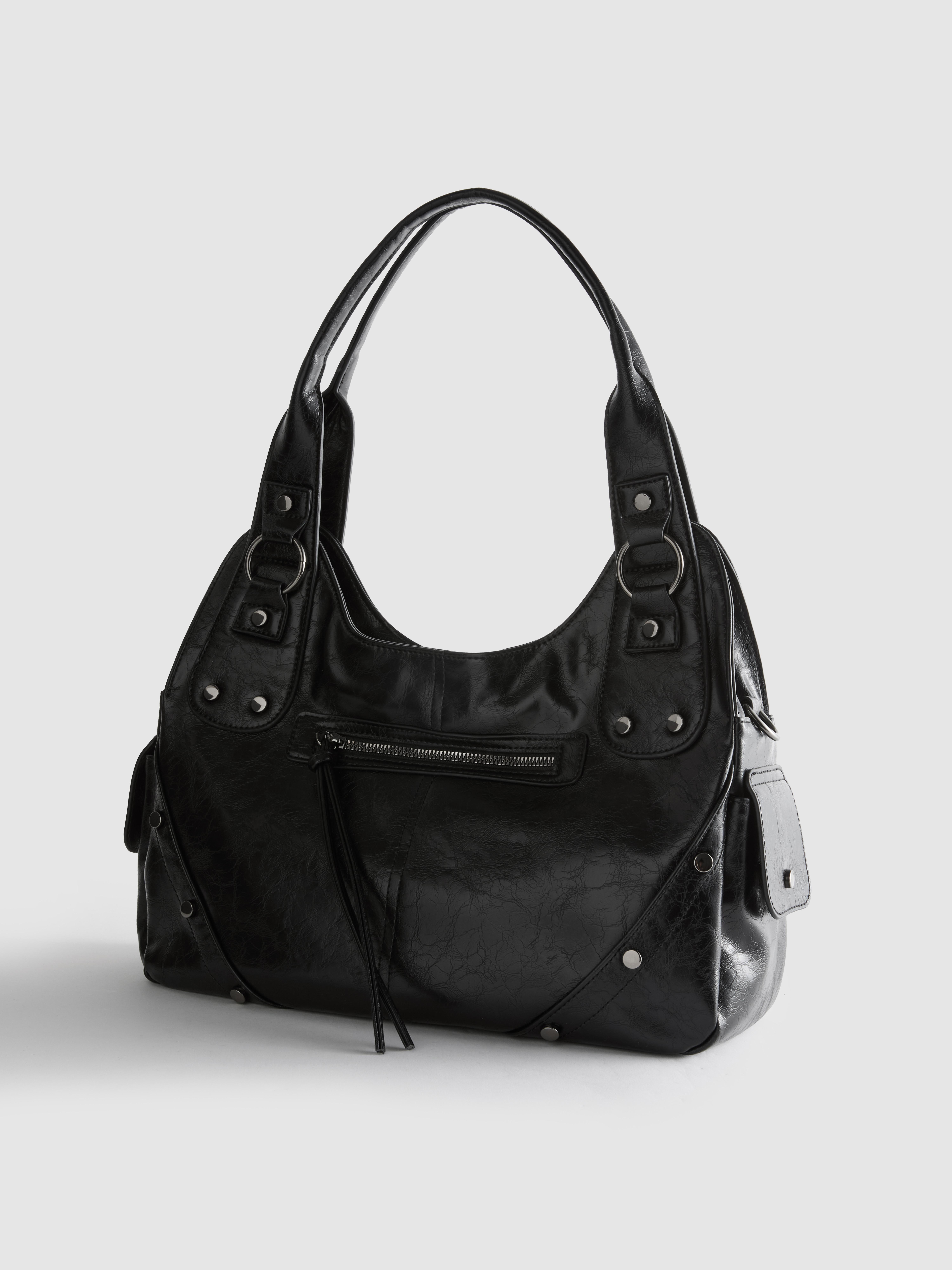 Women's Black Distressed Slouchy Tote Bag